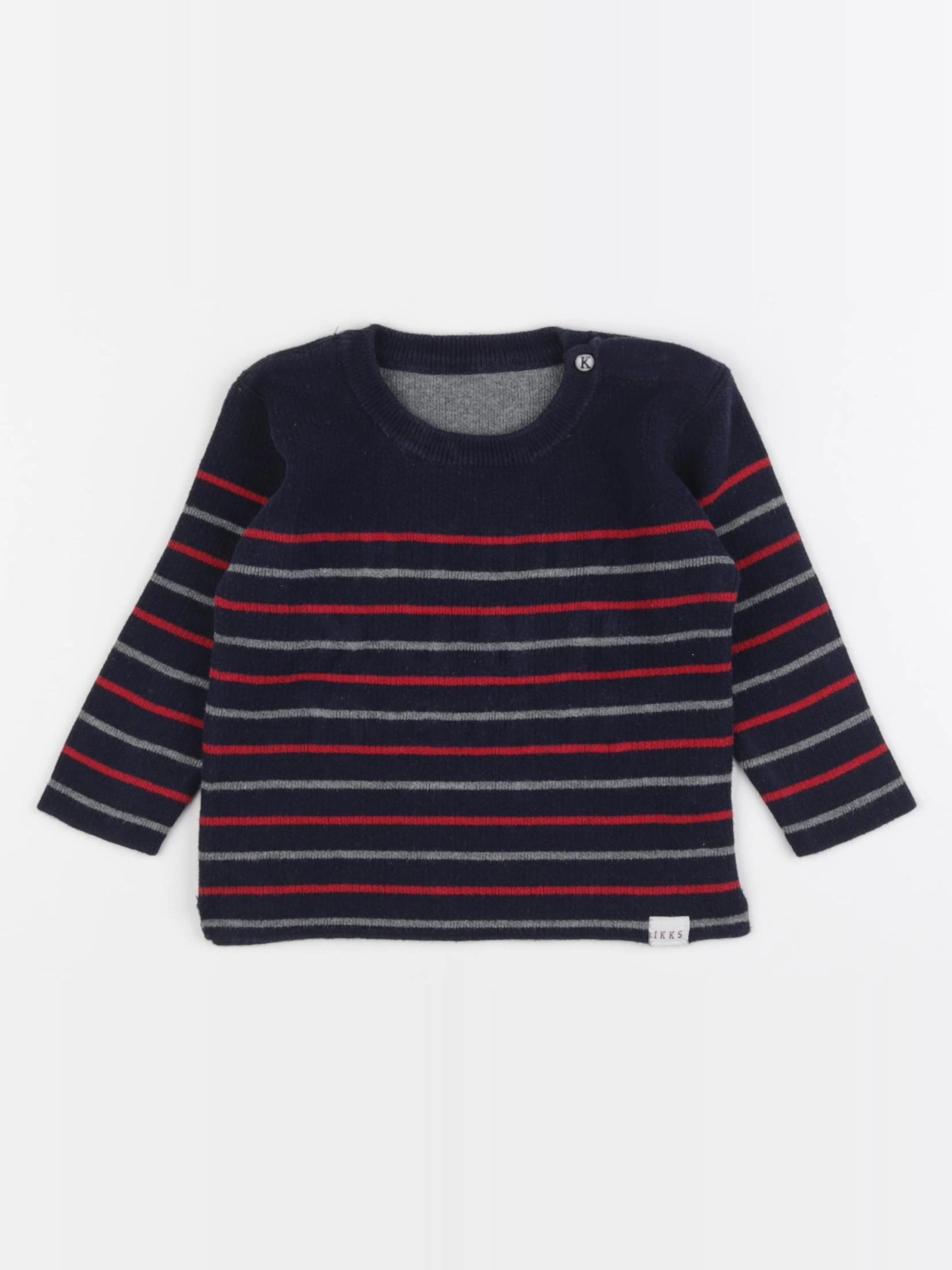 IKKS - pull bleu, gris - 6 mois