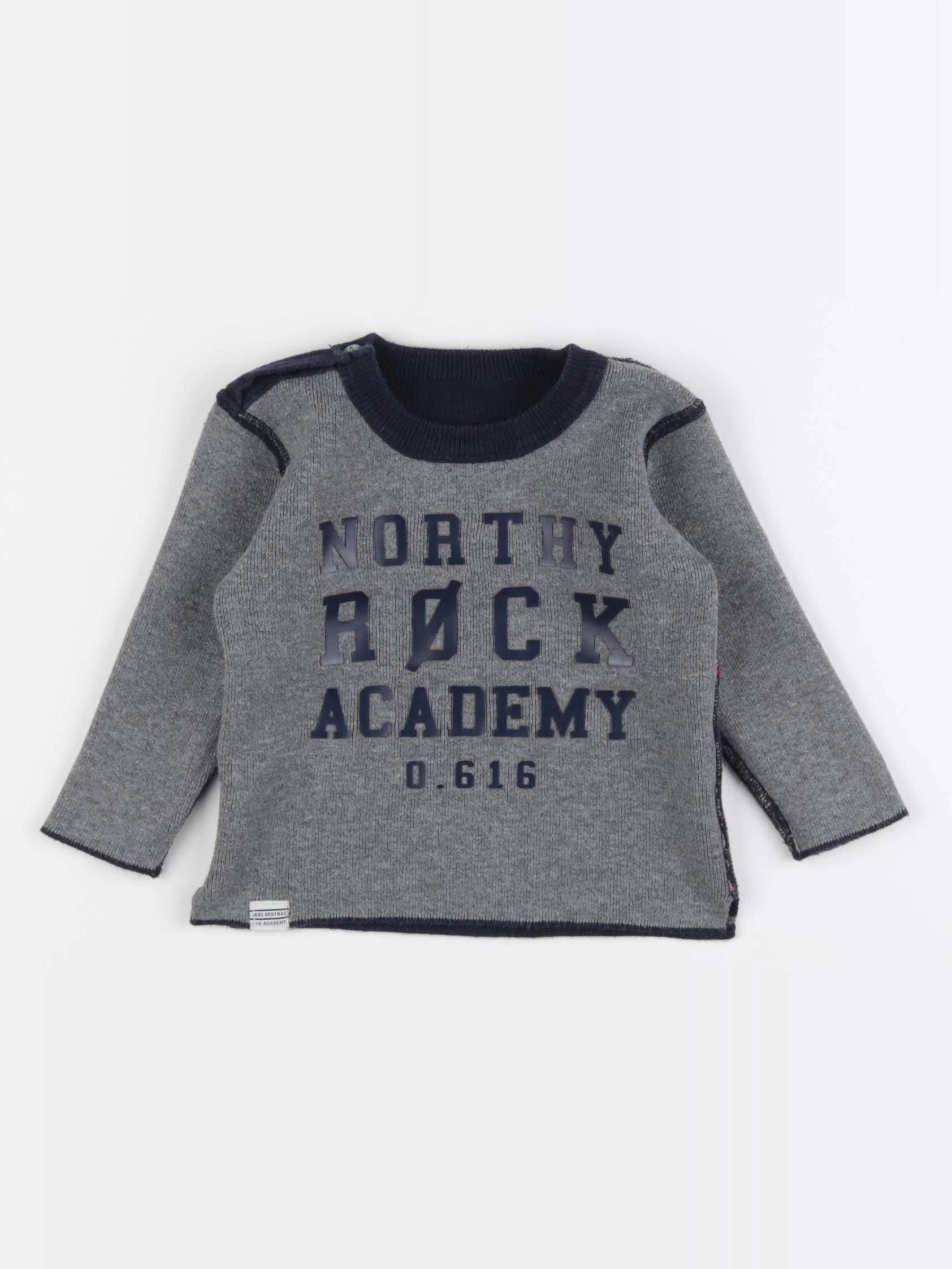 IKKS - pull bleu, gris - 6 mois