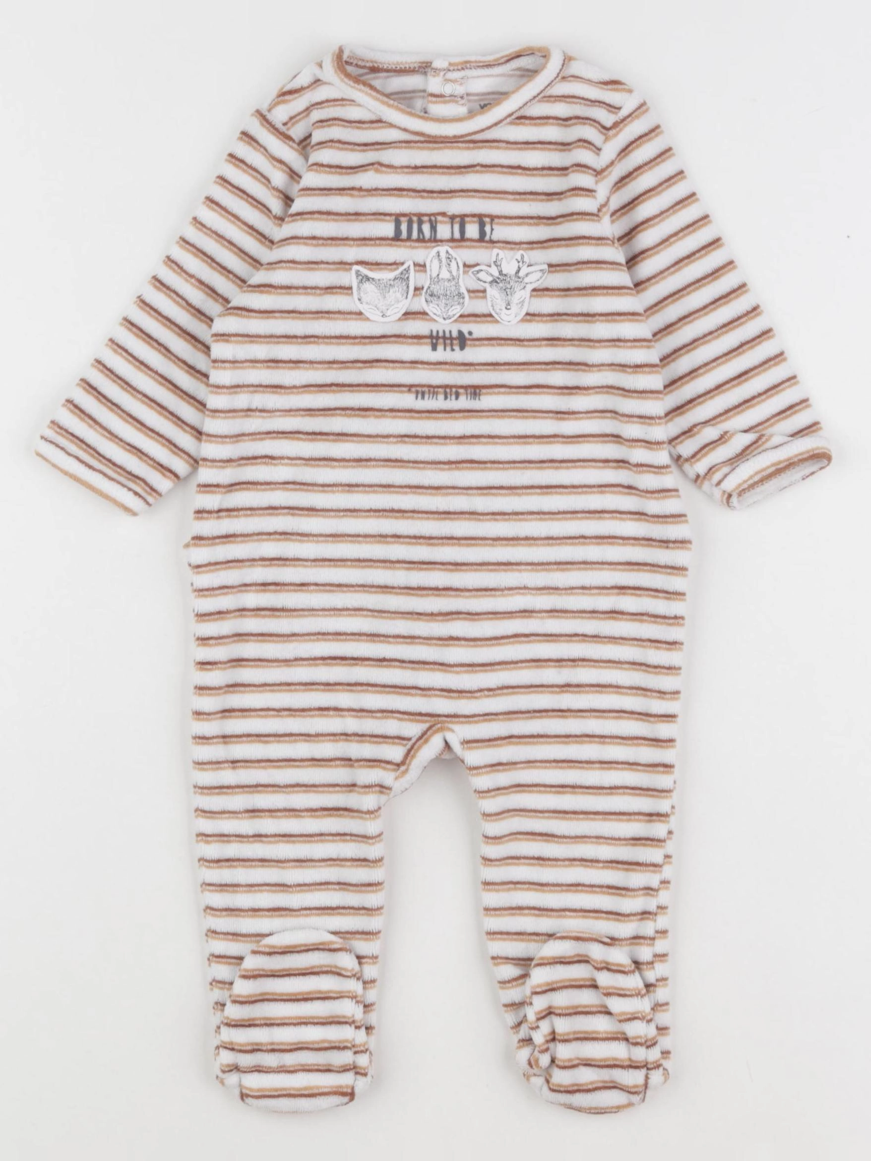Vertbaudet - pyjama velours marron - 6 mois