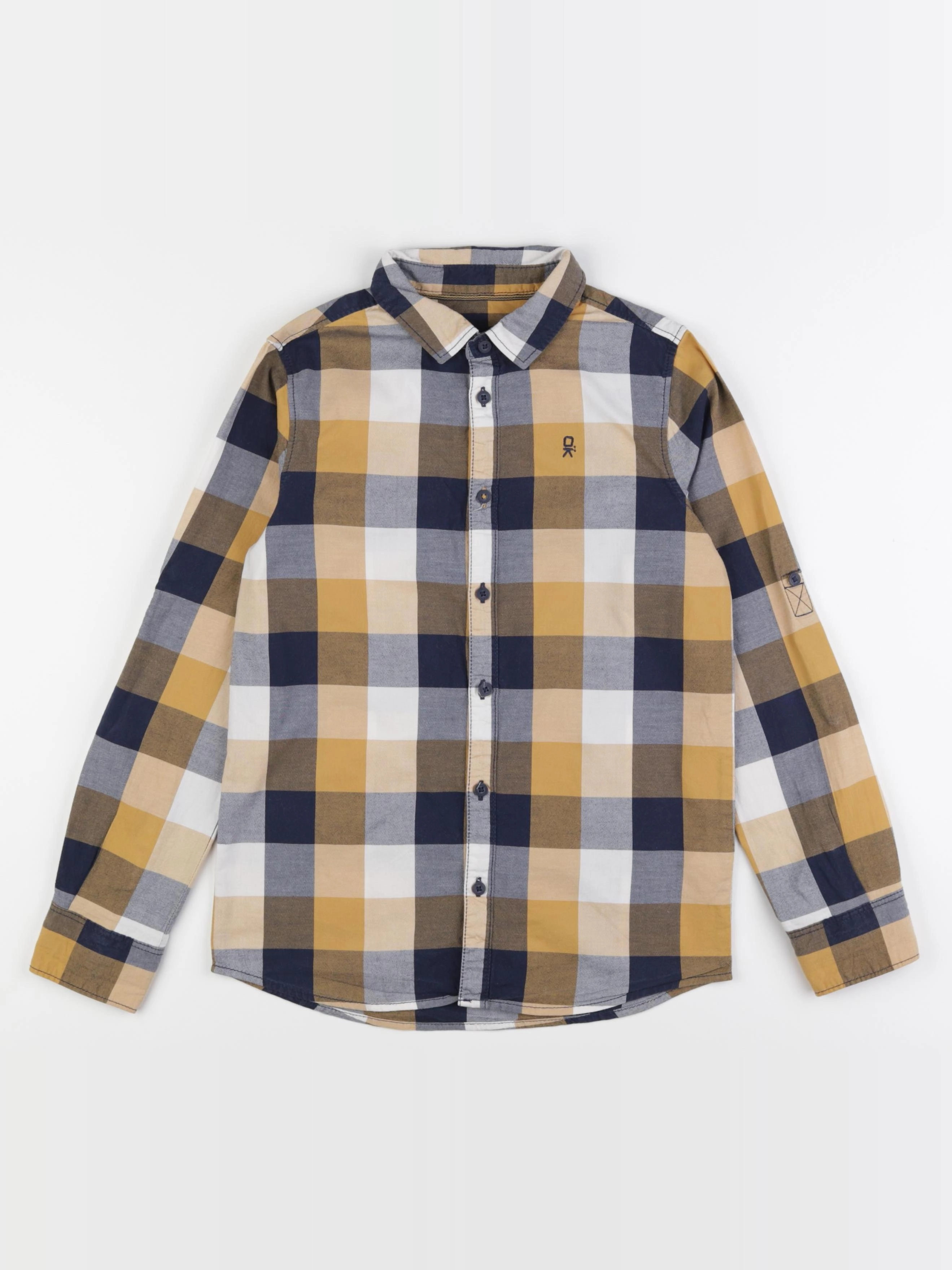 Okaidi - chemise blanc, bleu, jaune - 10 ans
