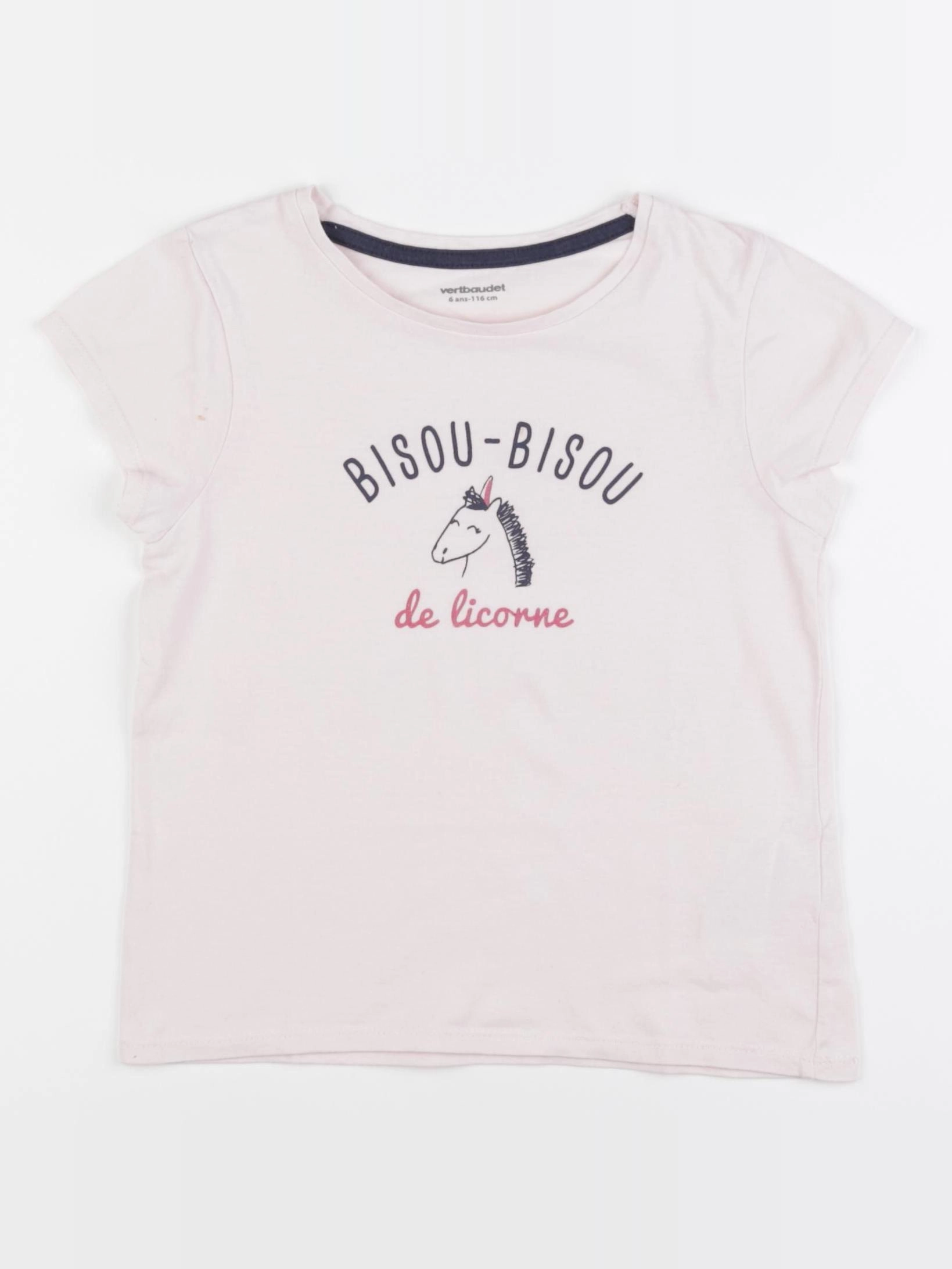 Vertbaudet - tee-shirt rose - 6 ans