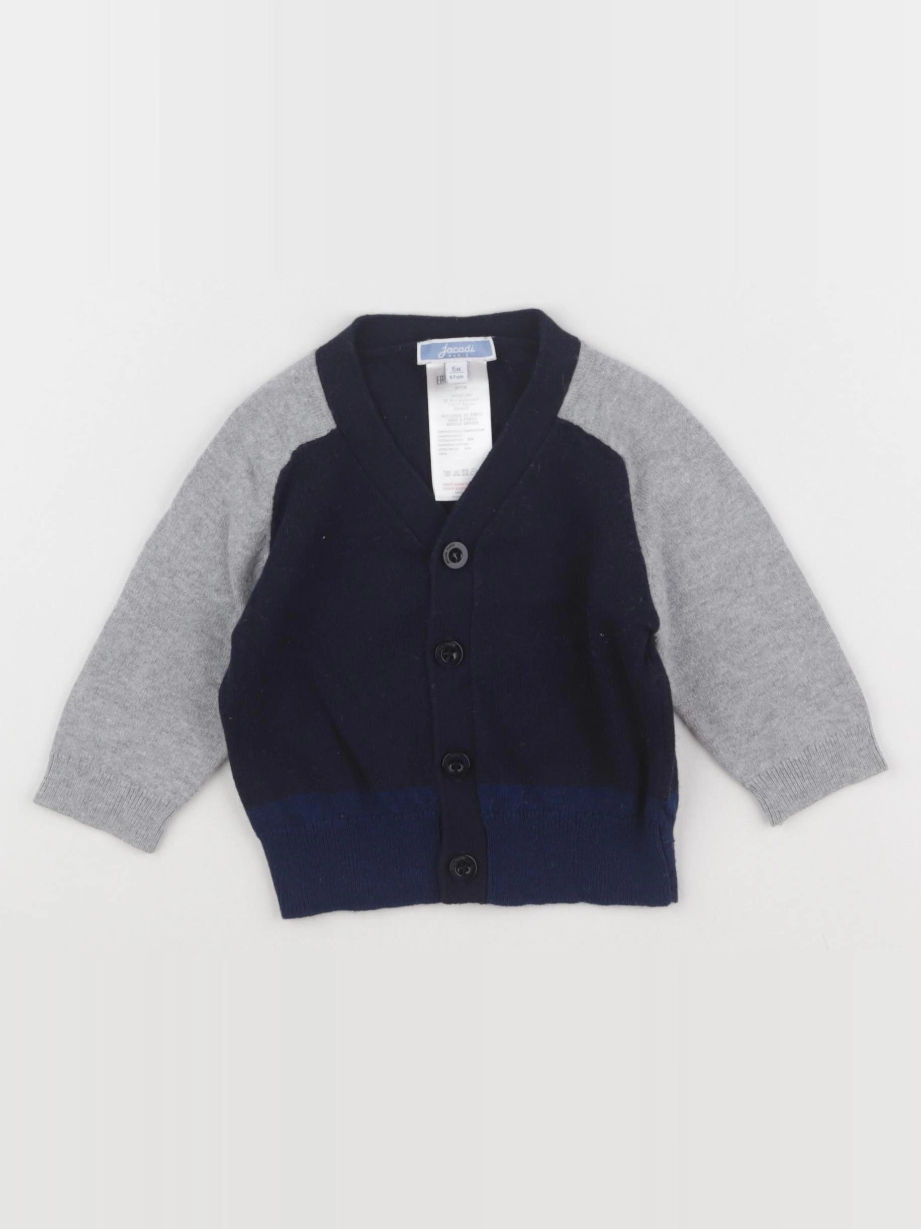 Jacadi - gilet gris, bleu - 6 mois