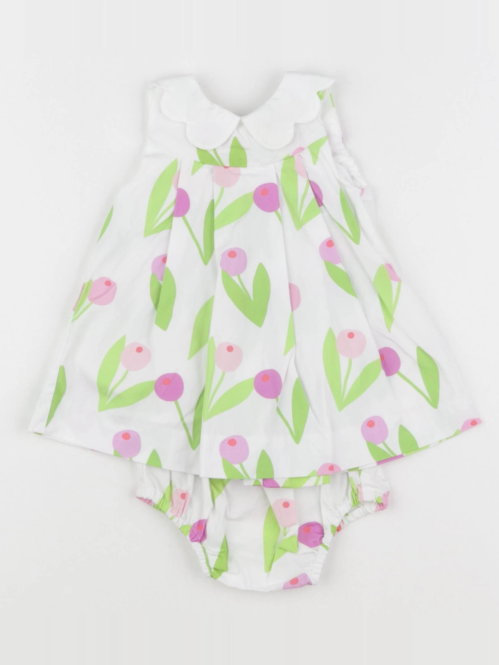 Jacadi - robe blanc, vert - 3 mois