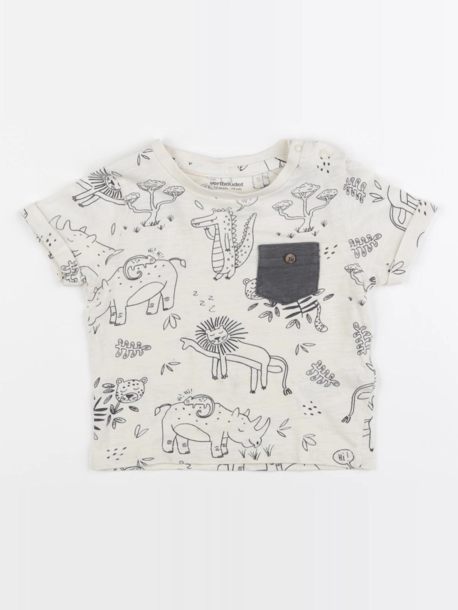 Vertbaudet - tee-shirt beige - 12 mois