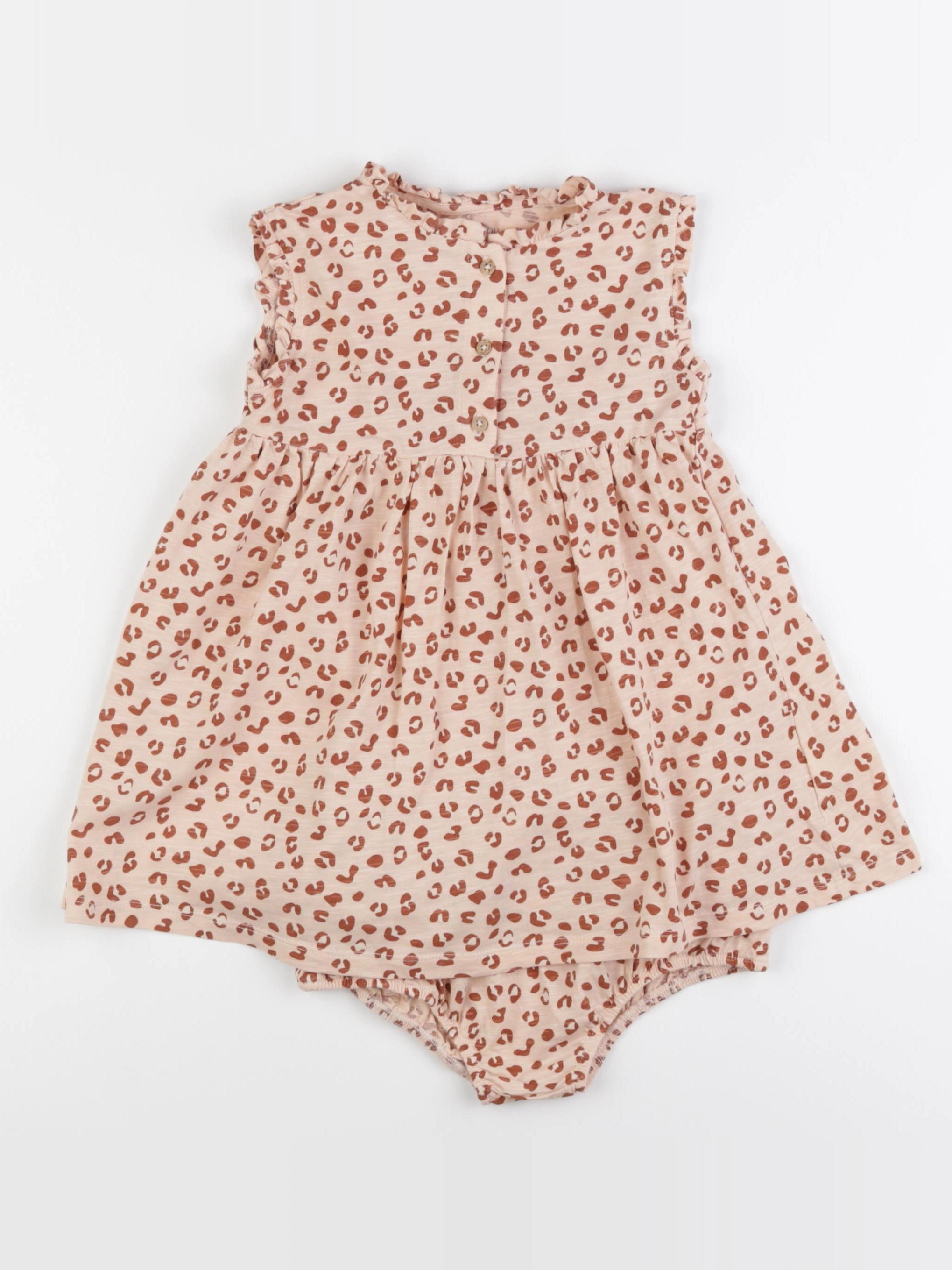 Boutchou - robe marron, rose - 24 mois
