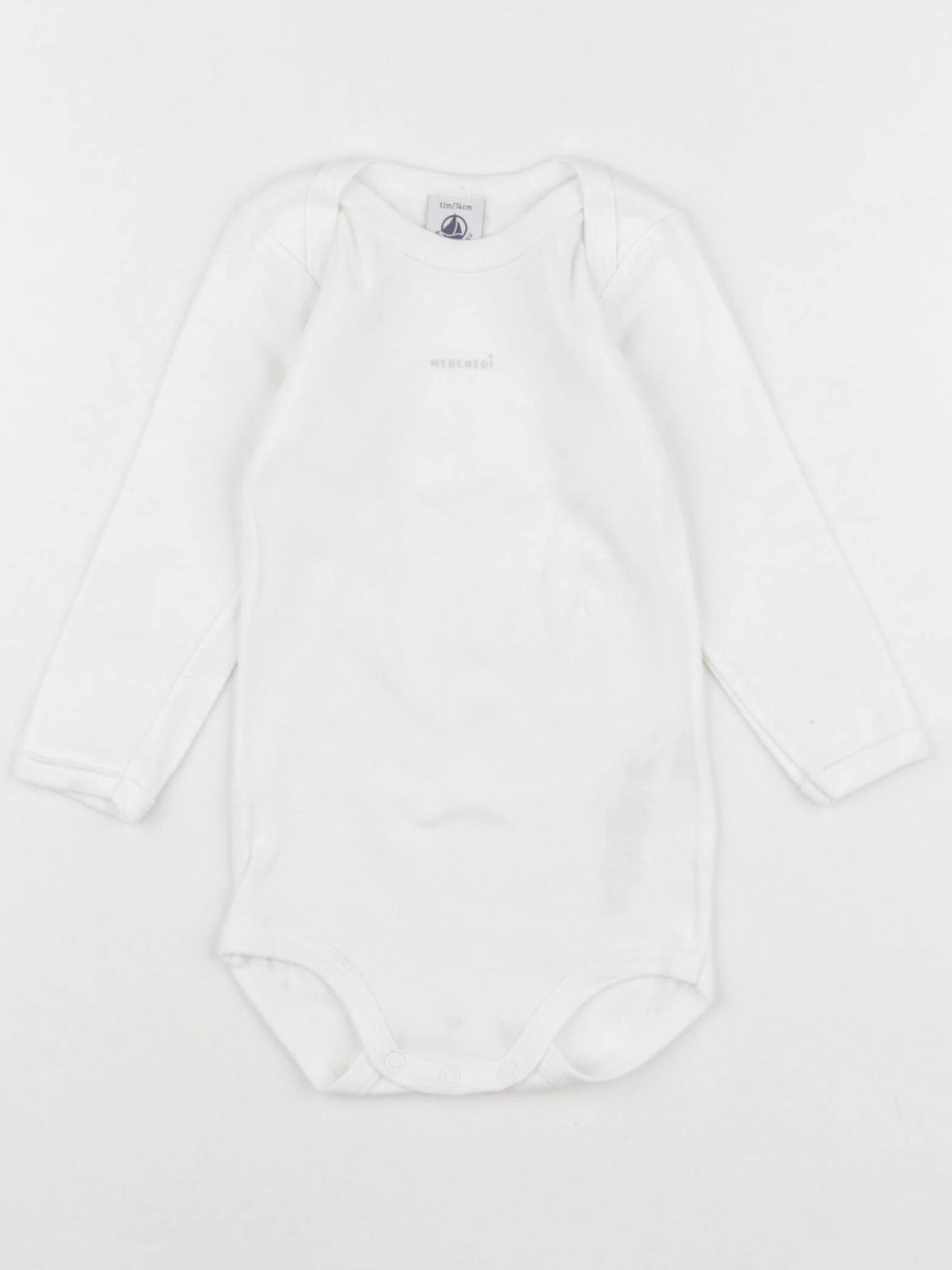 Petit Bateau - body blanc - 12 mois