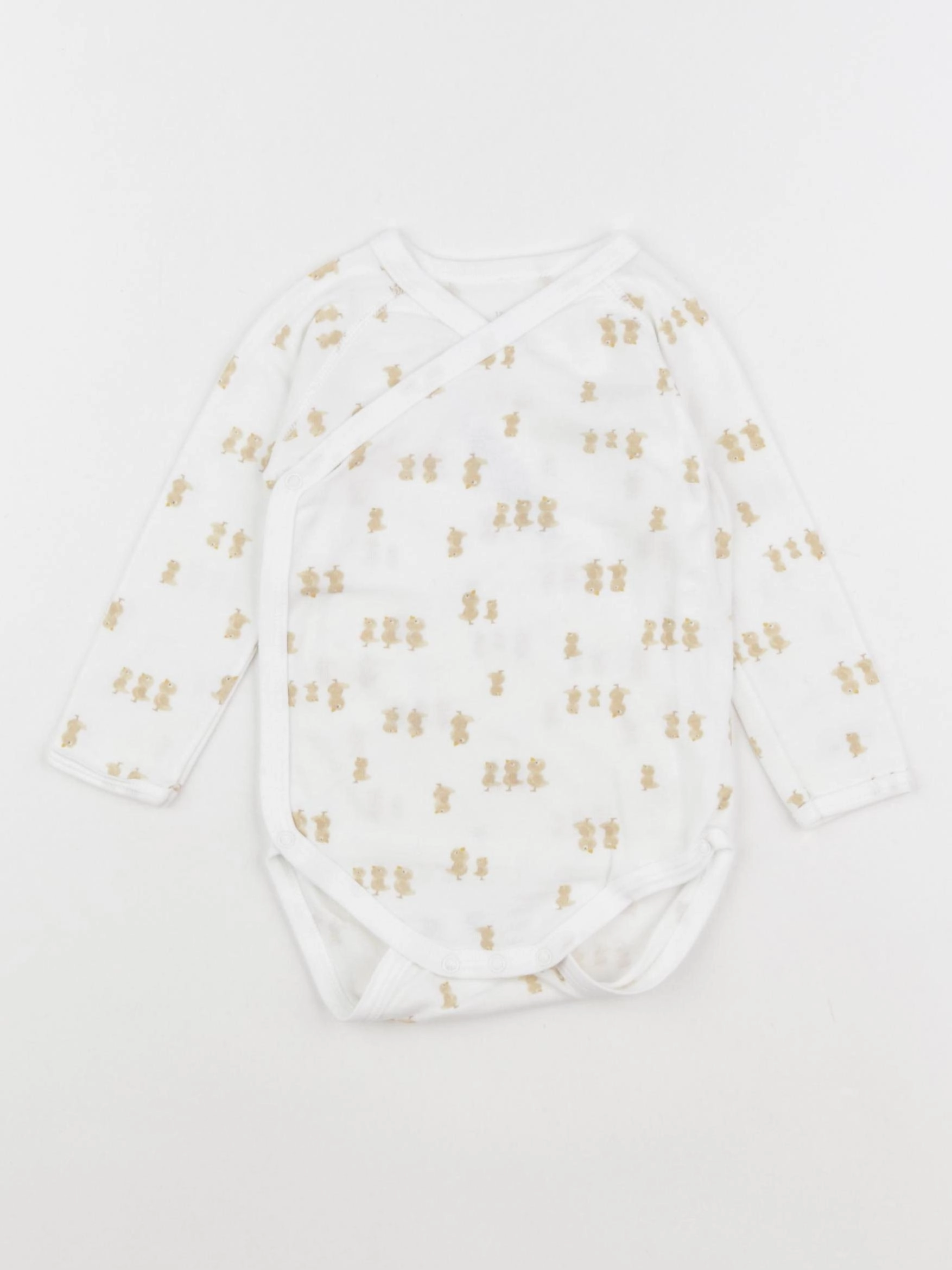 Petit Bateau - body marron, blanc - 12 mois