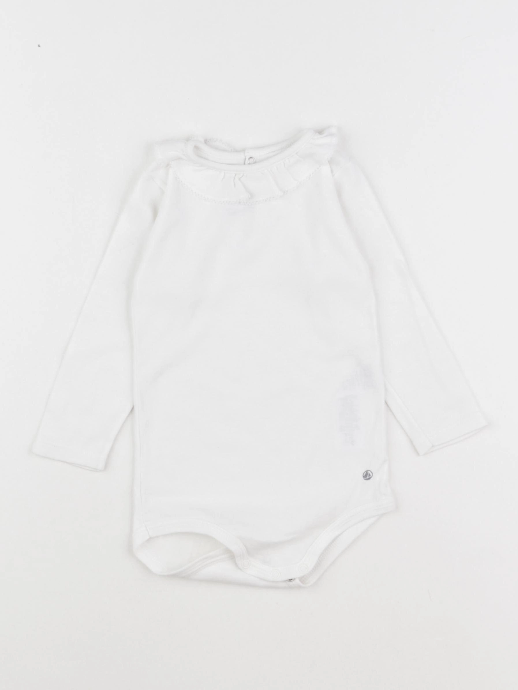Petit Bateau - body à col blanc - 12 mois
