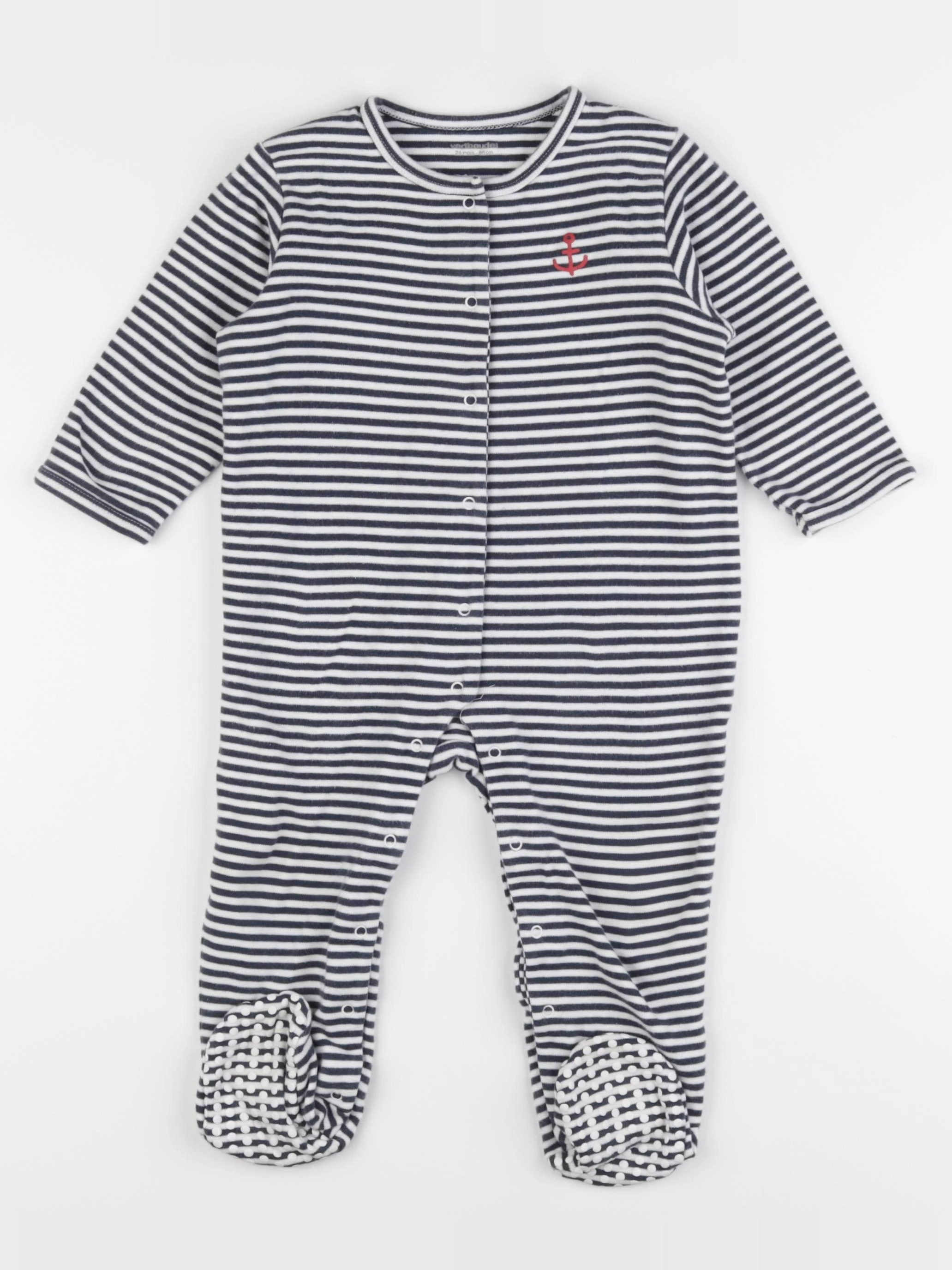 Vertbaudet - pyjama coton blanc, bleu - 24 mois