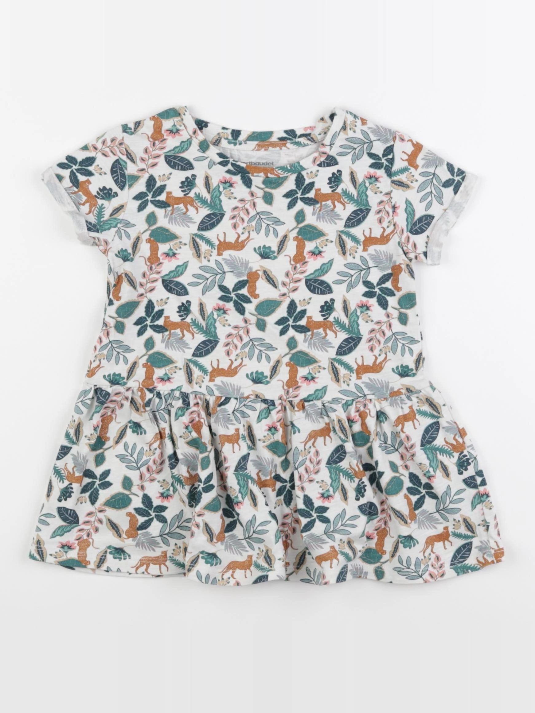Vertbaudet - robe blanc, vert - 2 ans