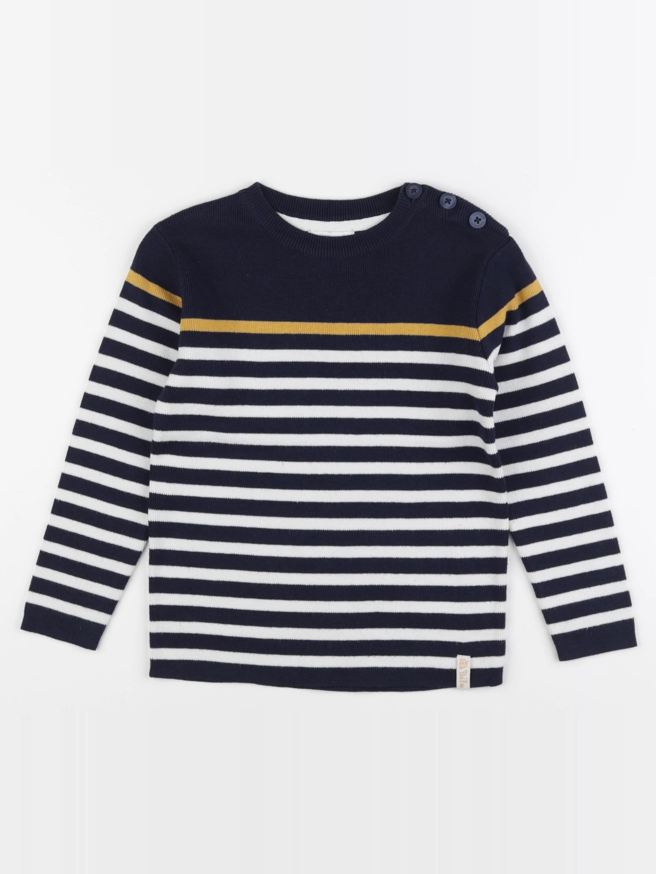 Vertbaudet - pull bleu, blanc - 6 ans