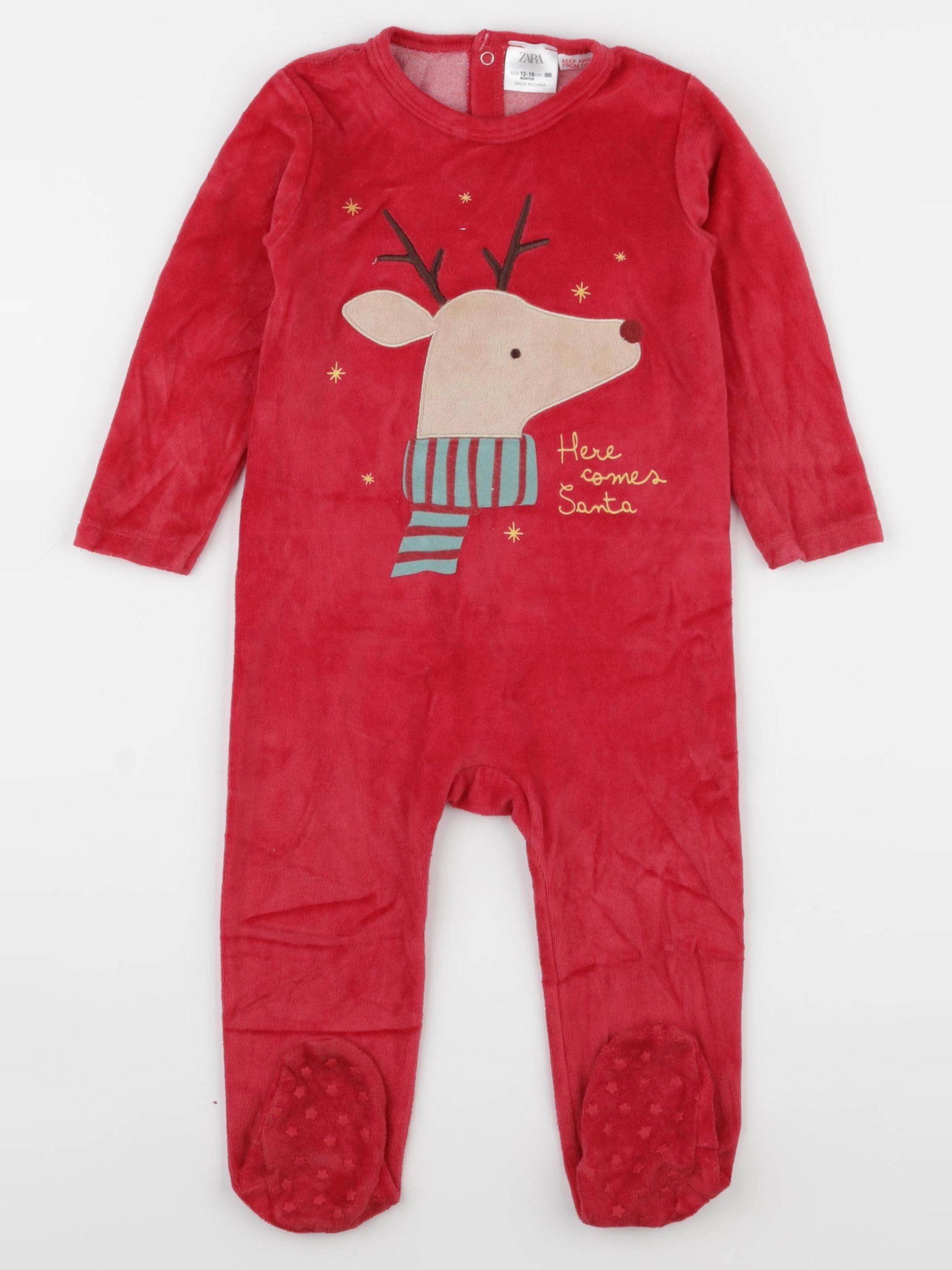 Zara - pyjama velours rouge - 12/18 mois