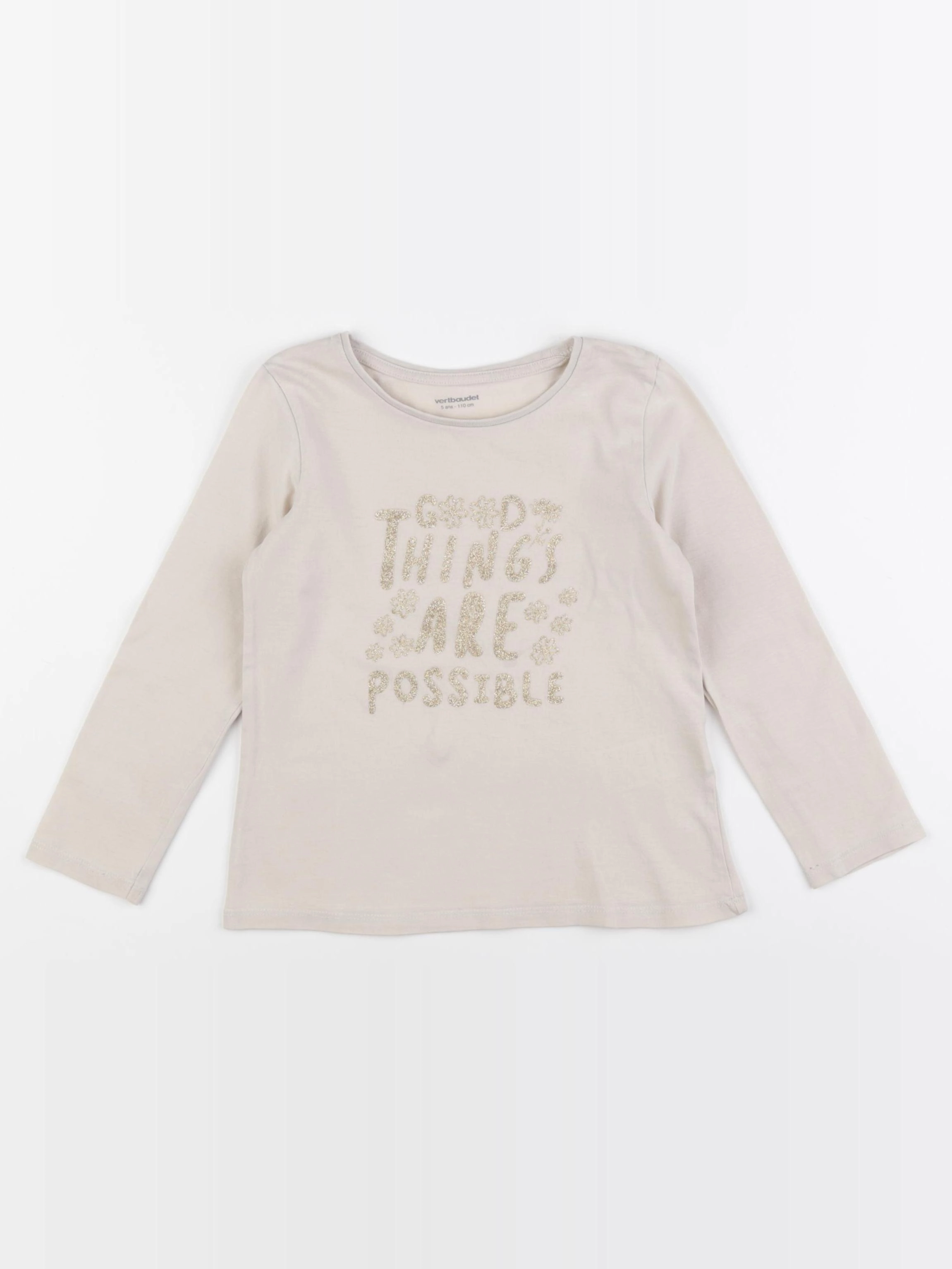 Vertbaudet - tee-shirt beige, or - 5 ans