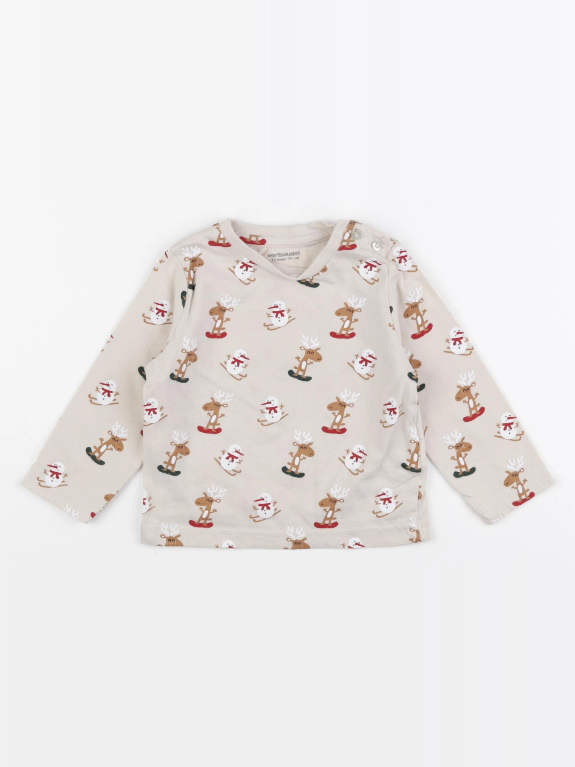 Vertbaudet - tee-shirt beige - 12 mois