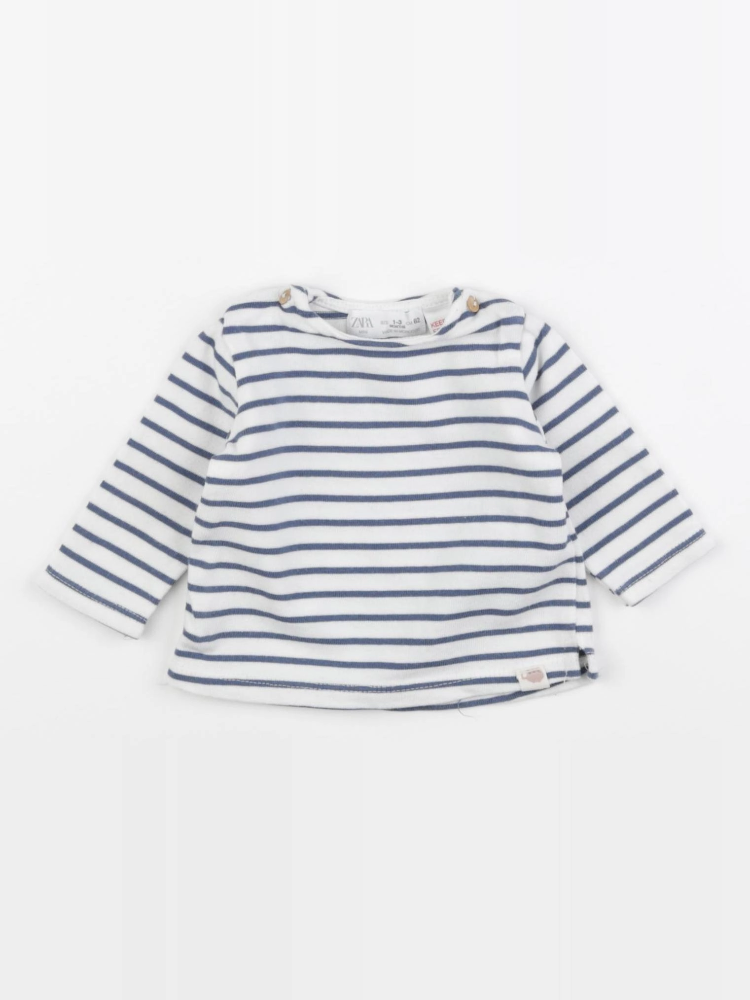 Zara - tee-shirt bleu, beige - 1/3 mois