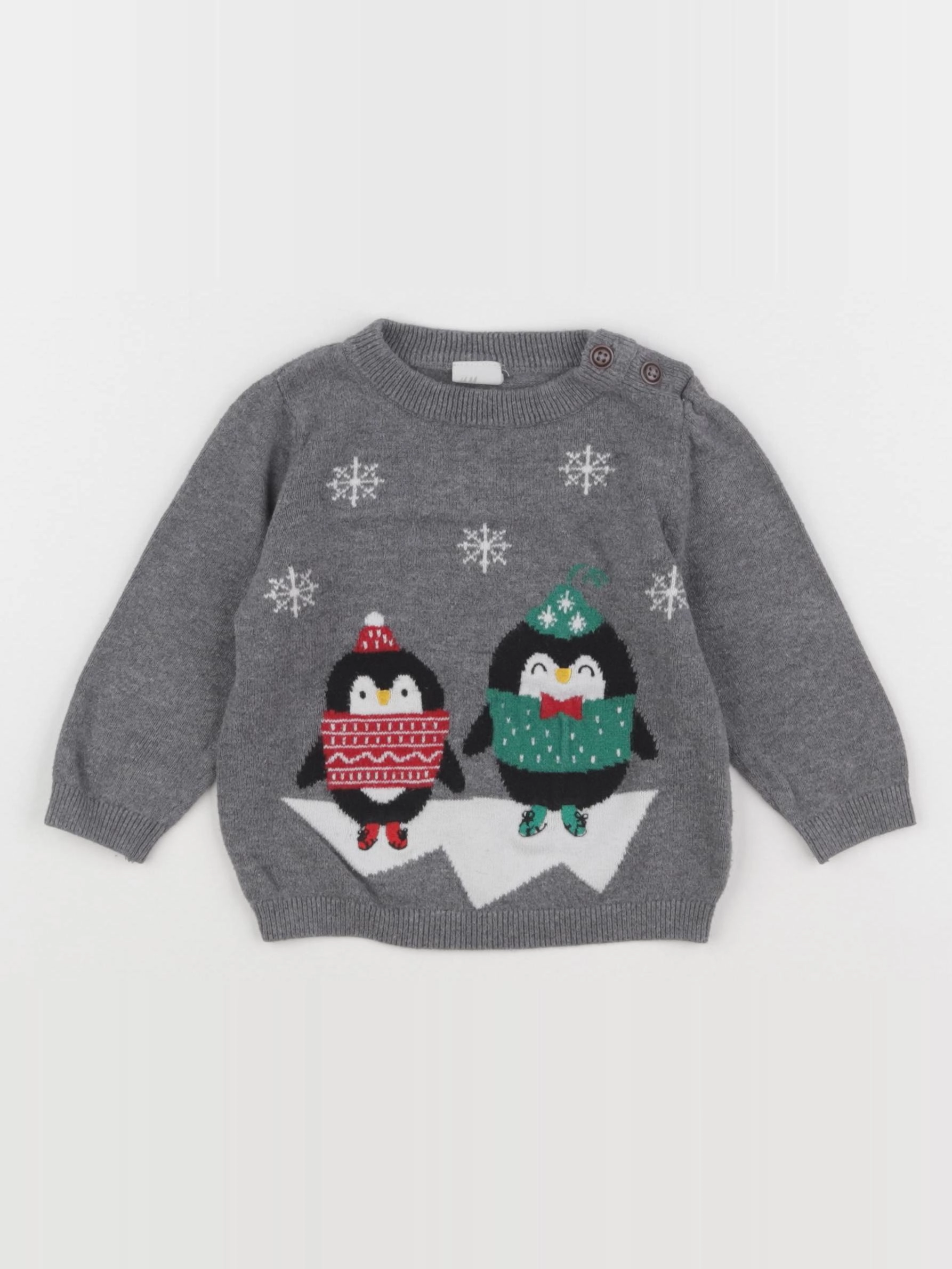 H&M - pull gris - 3/6 mois