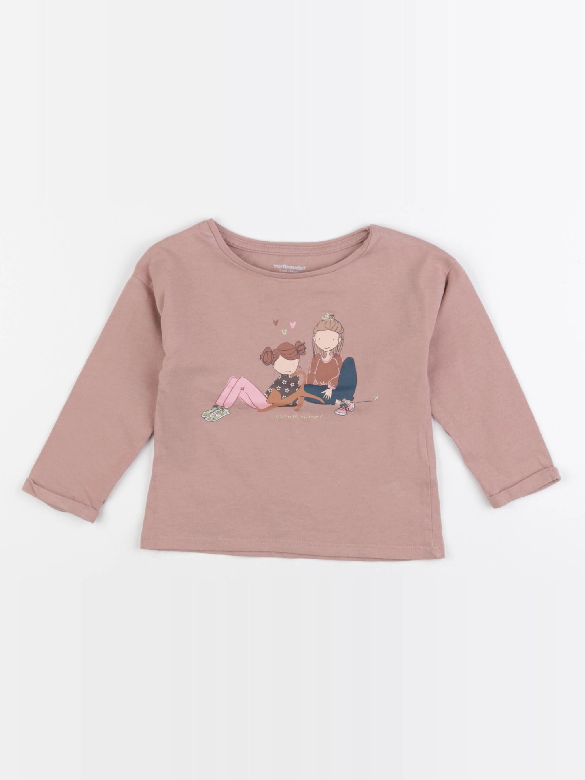 Vertbaudet - tee-shirt rose - 2 ans