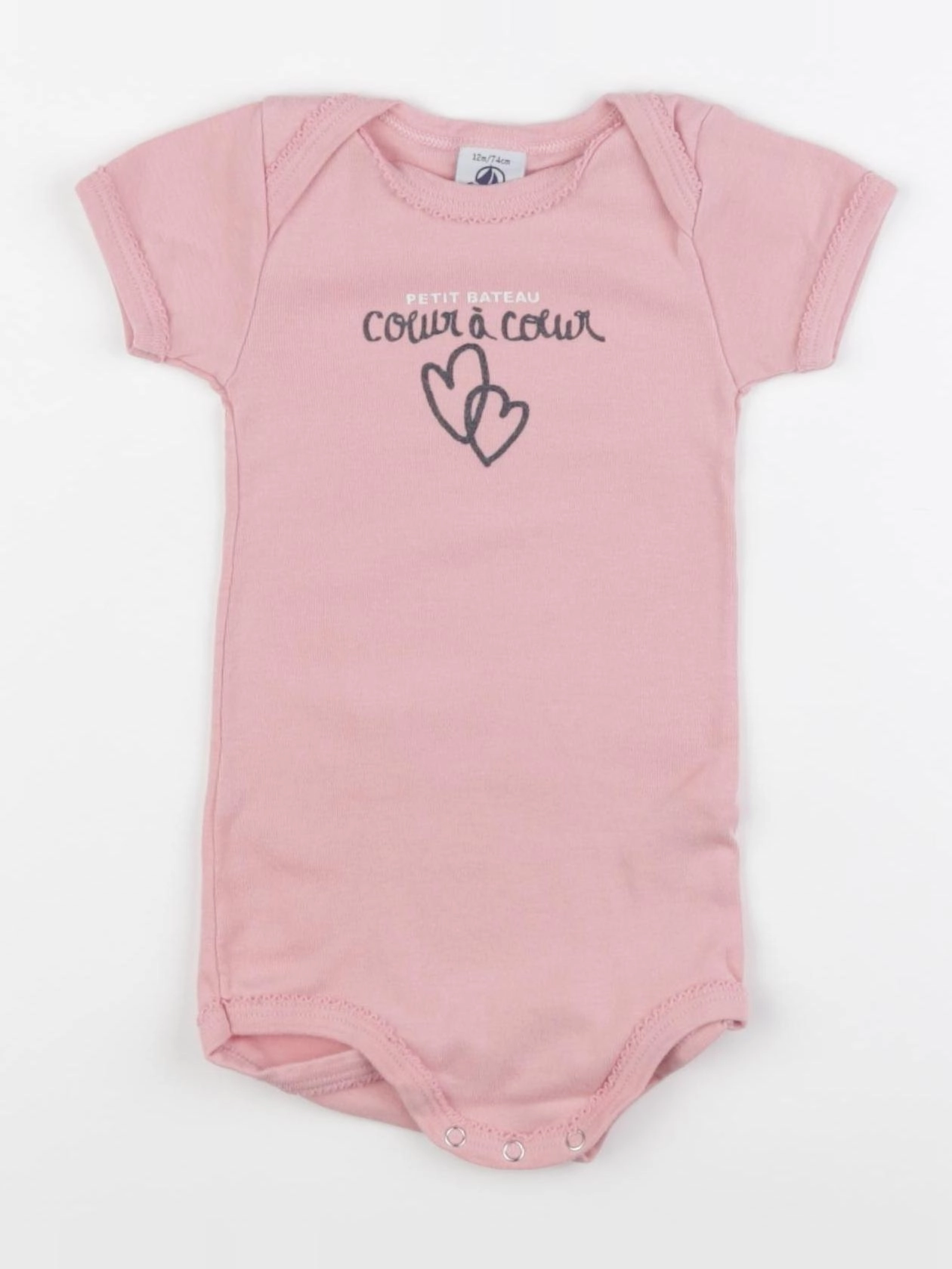Petit Bateau - body rose - 12 mois