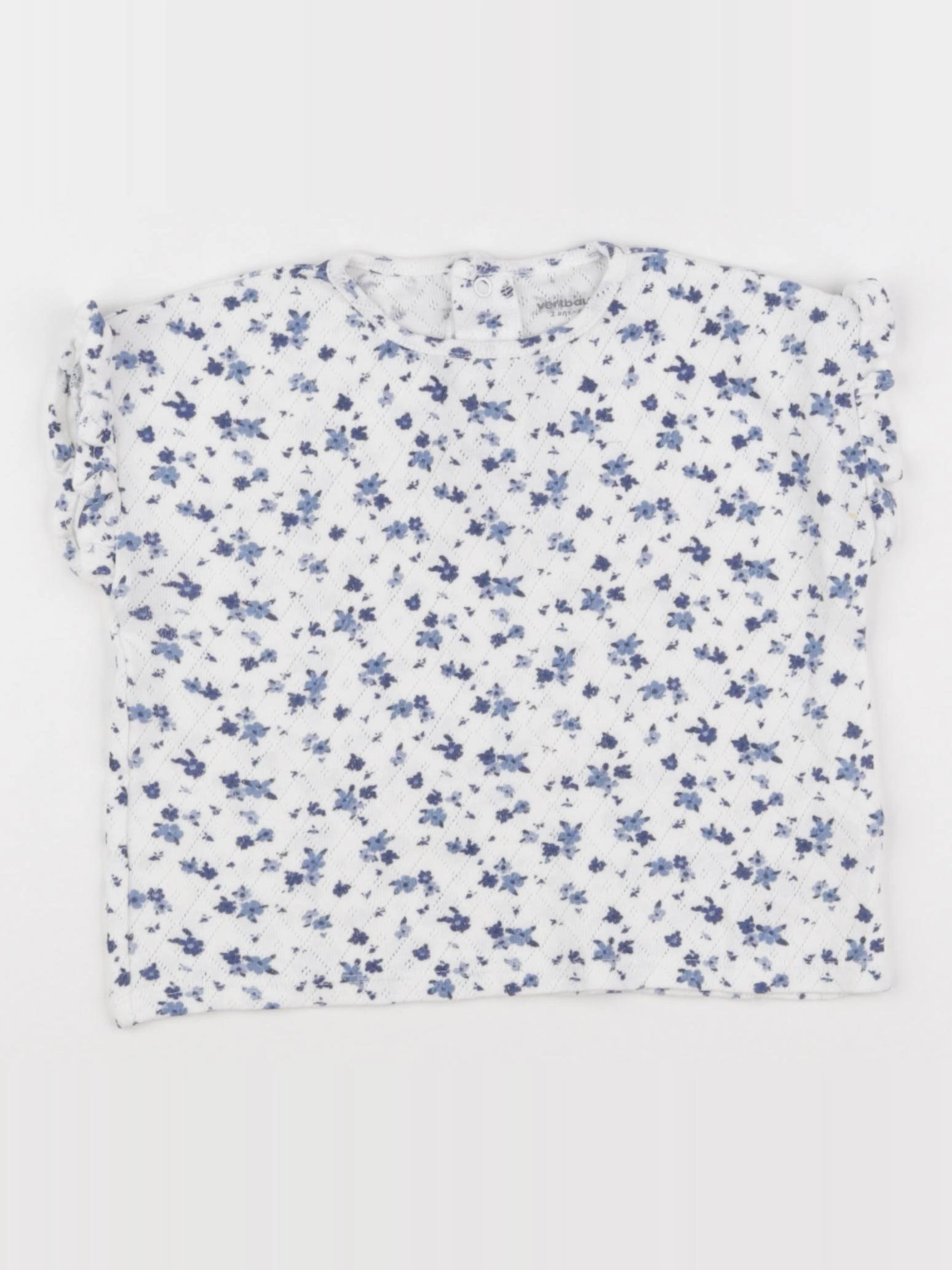 Vertbaudet - tee-shirt blanc, bleu - 2 ans