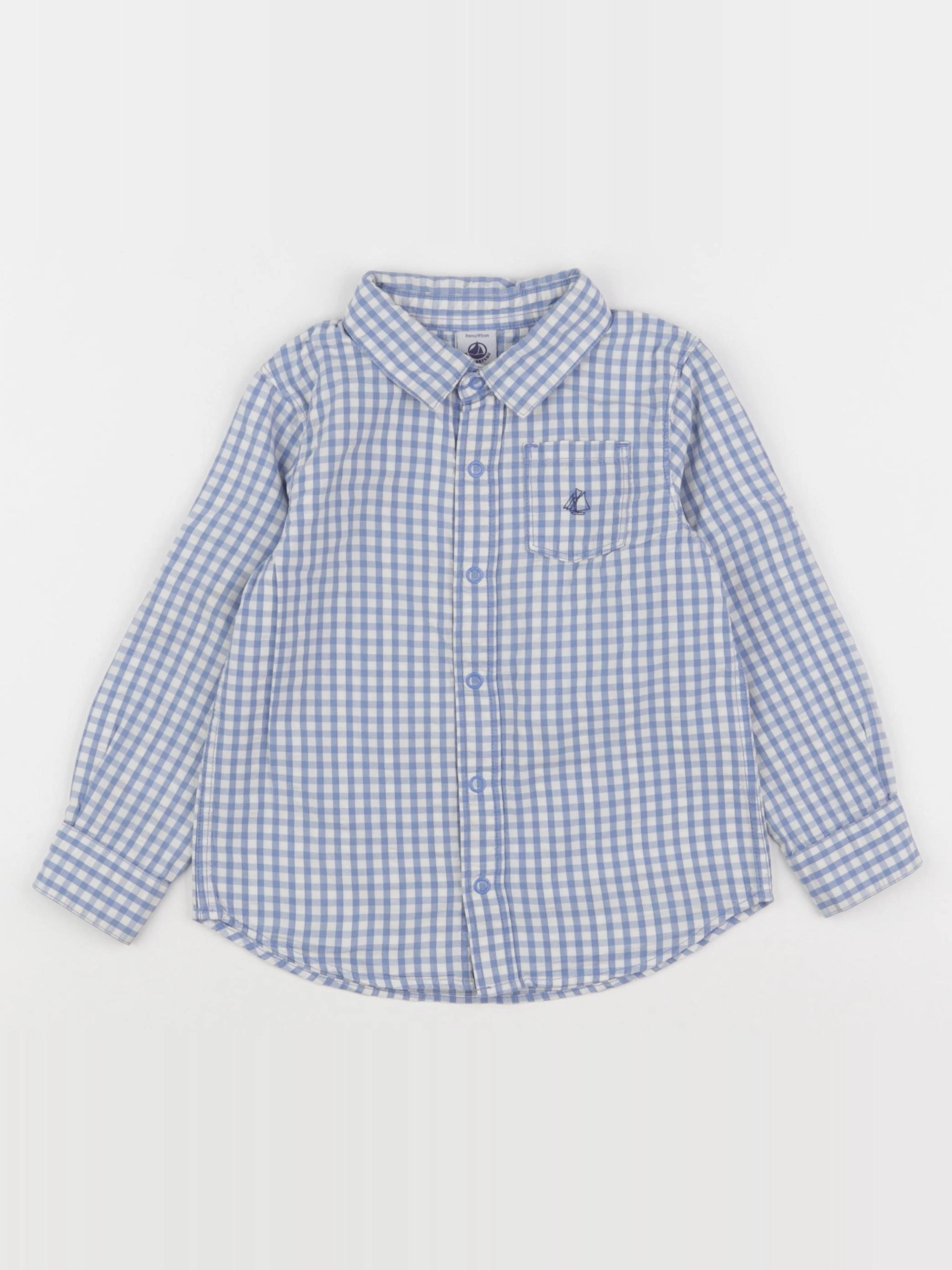 Petit Bateau - chemise bleu - 3 ans