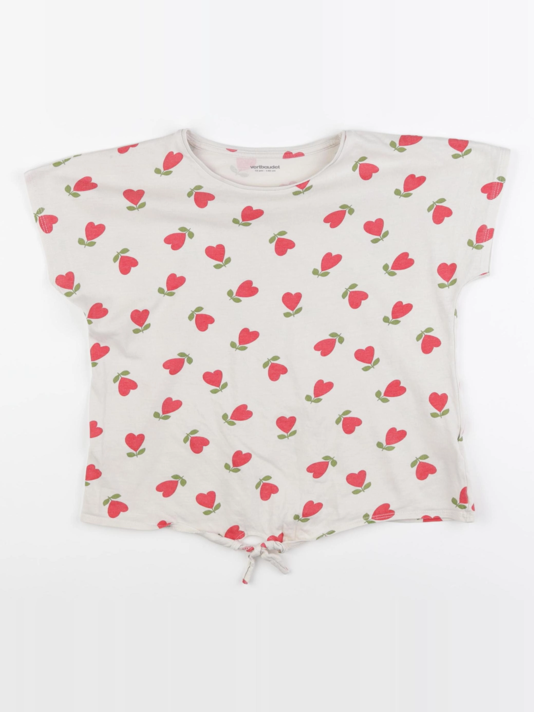 Vertbaudet - tee-shirt beige, rouge - 10 ans