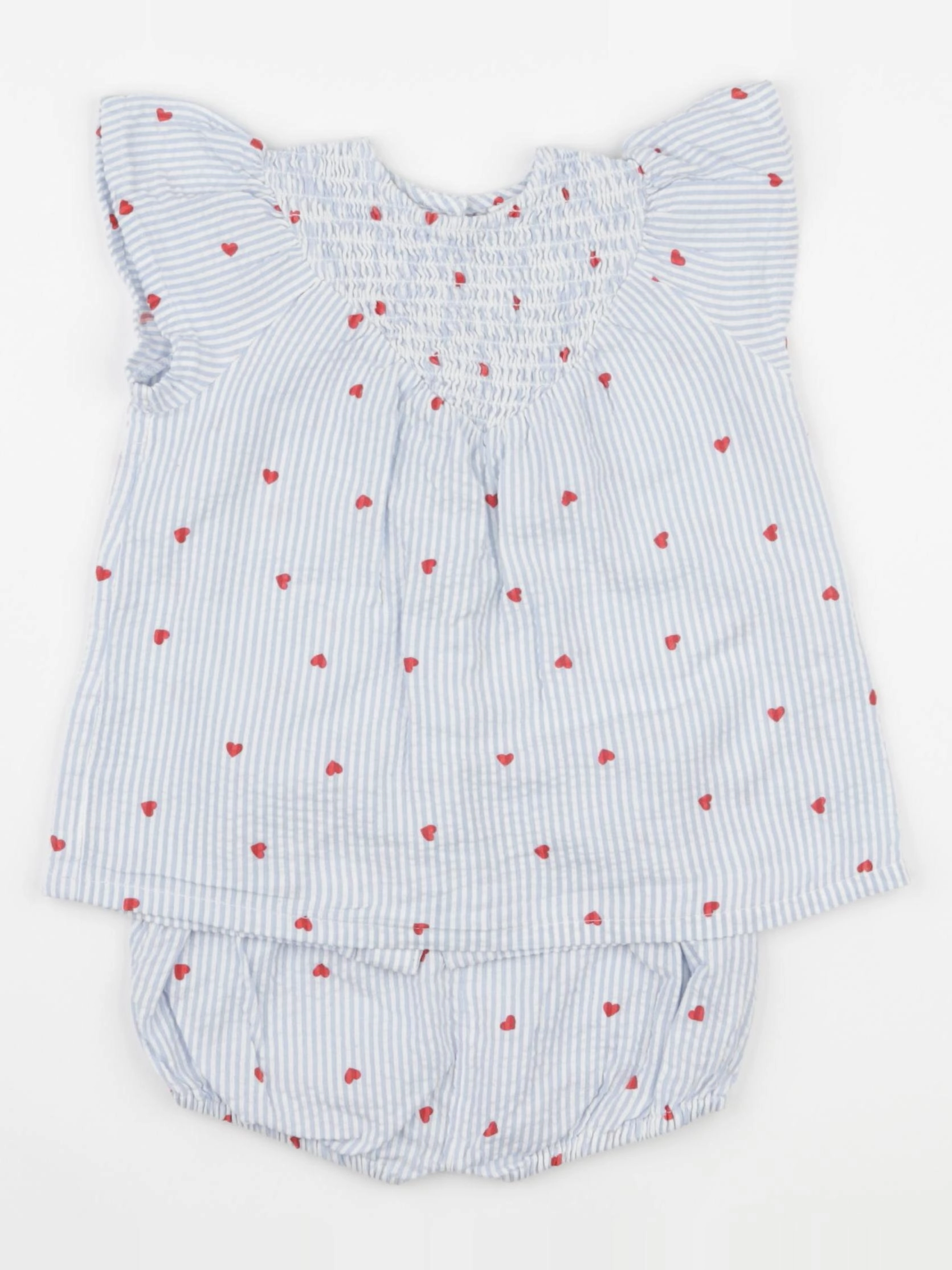 Vertbaudet - ensemble bleu, blanc - 6 mois