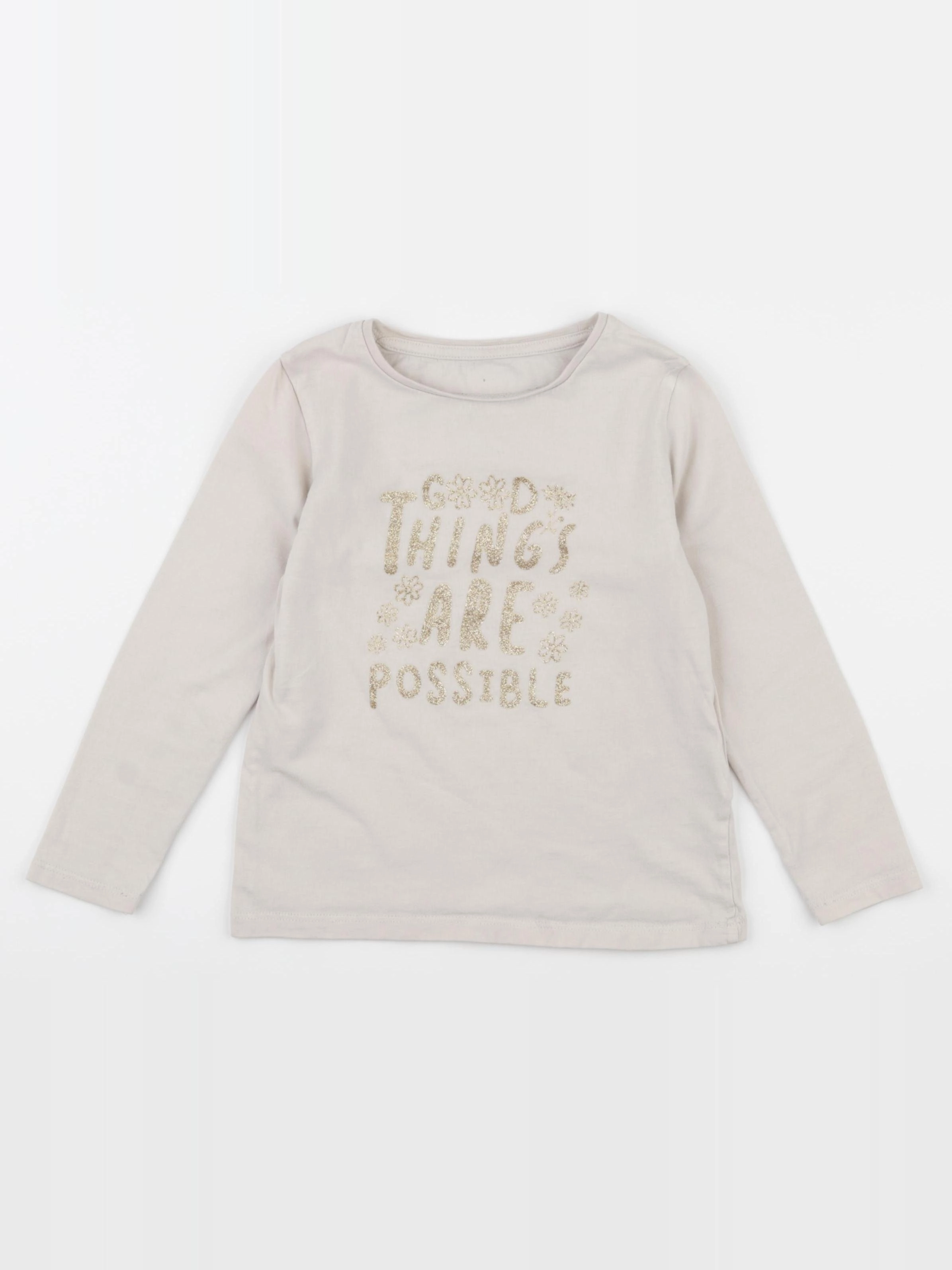 Vertbaudet - tee-shirt beige, or - 5 ans
