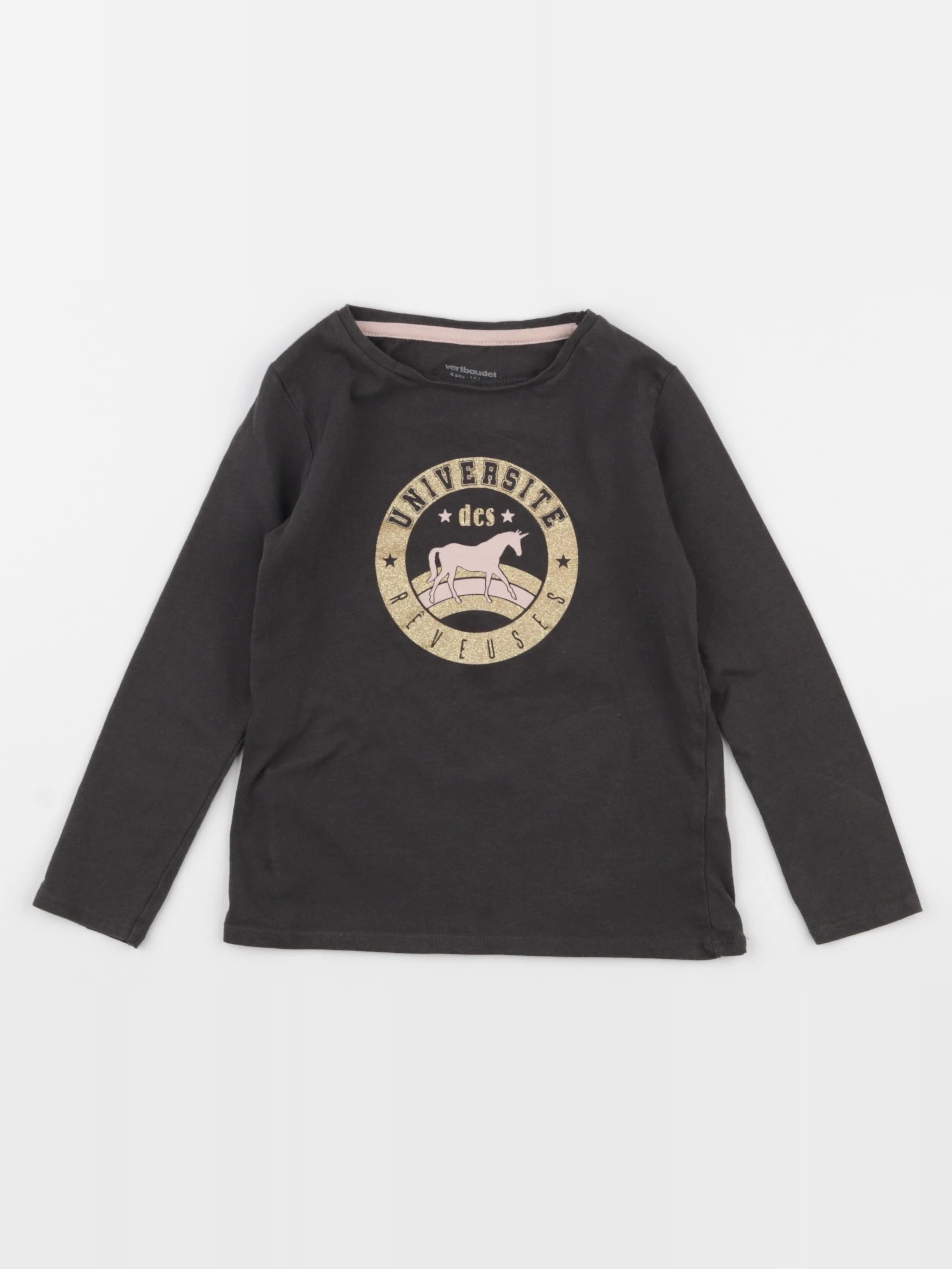 Vertbaudet - tee-shirt marron, or - 4 ans