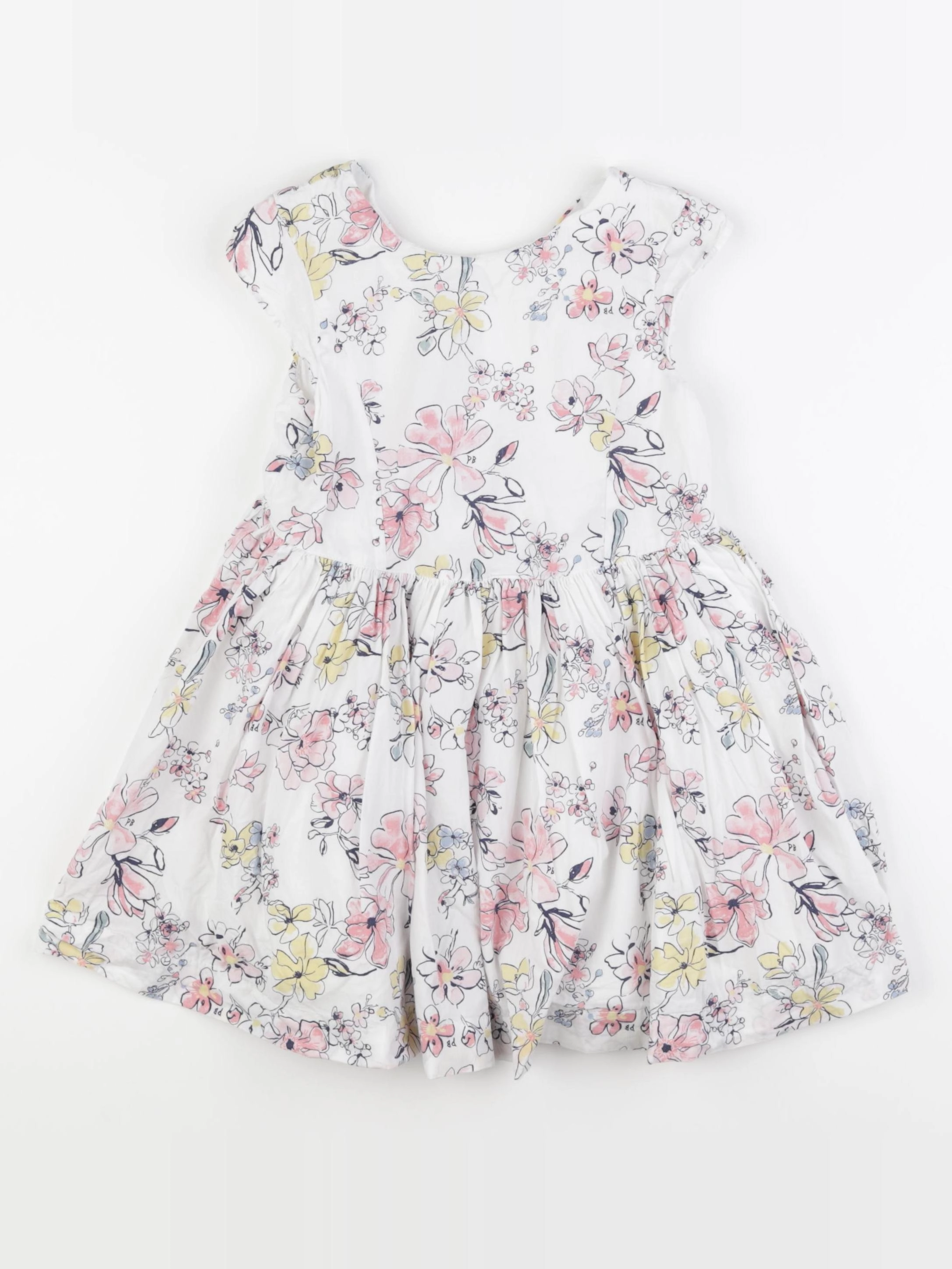 Petit Bateau - robe blanc, rose - 5 ans