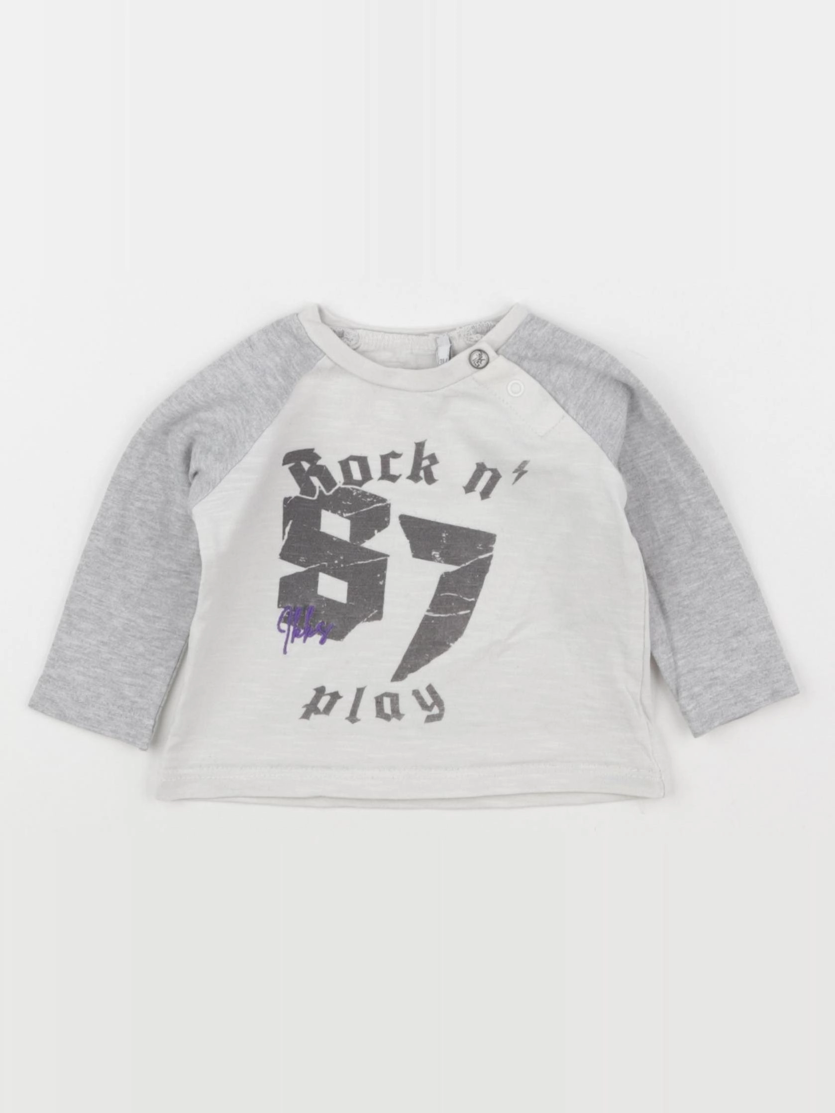 IKKS - tee-shirt blanc, gris - 3 mois