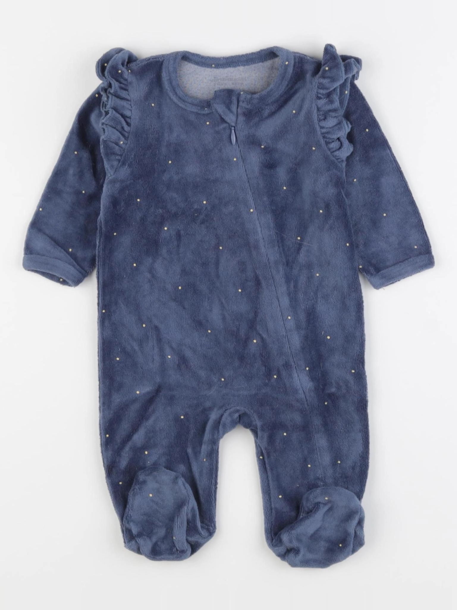 Vertbaudet - pyjama velours bleu - 1 mois