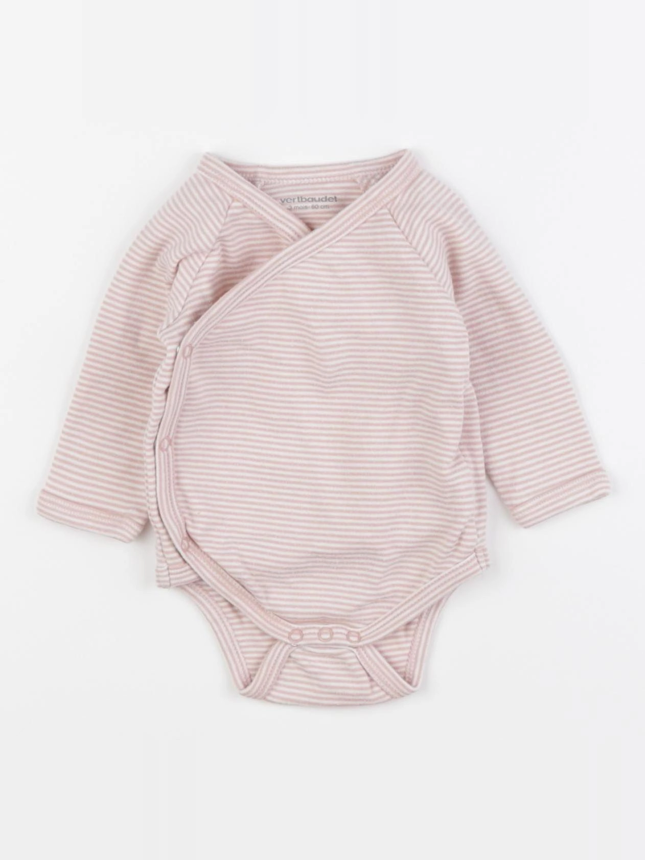 Vertbaudet - body blanc, rose - 3 mois