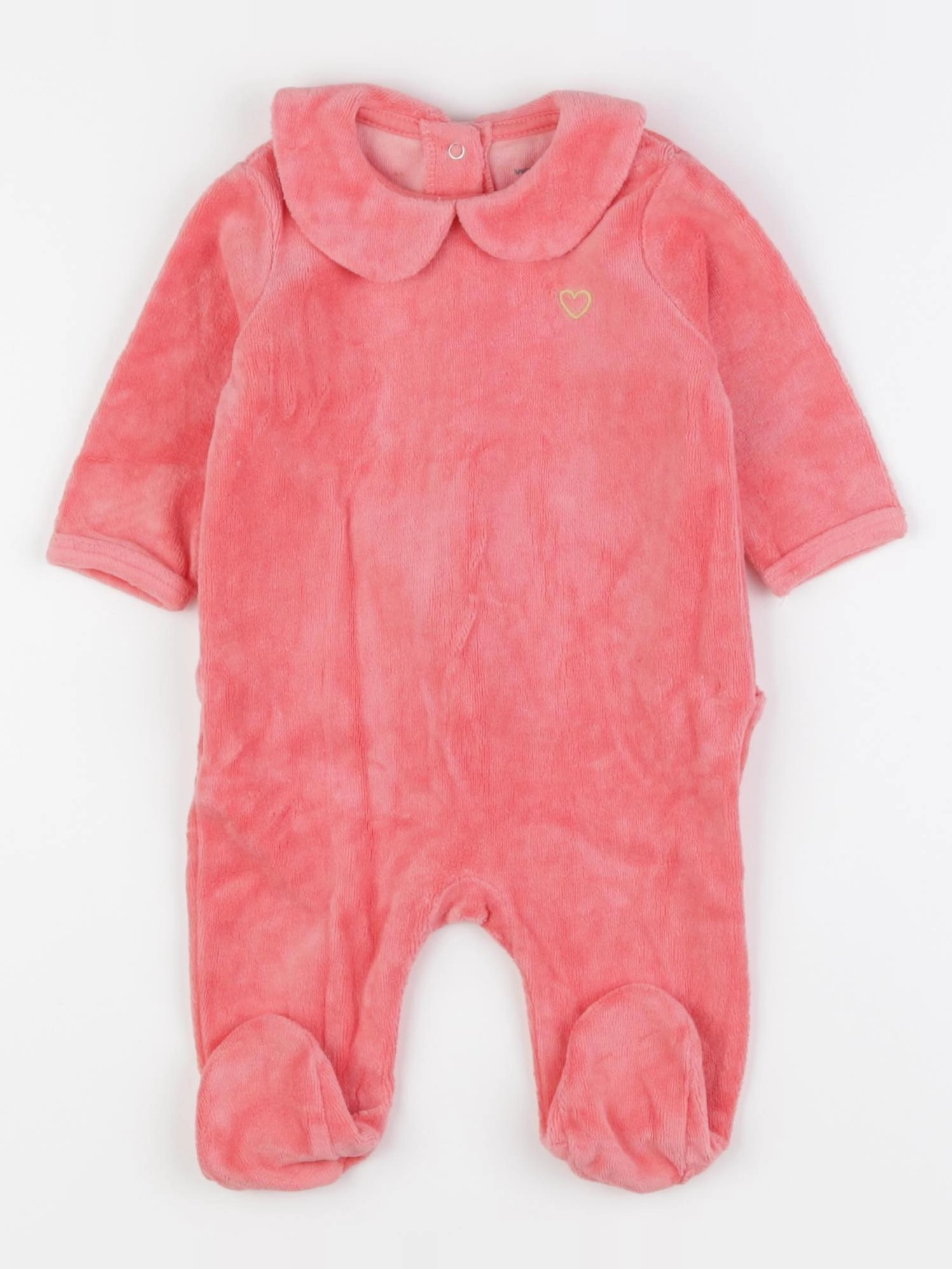 Vertbaudet - pyjama velours rose - 3 mois