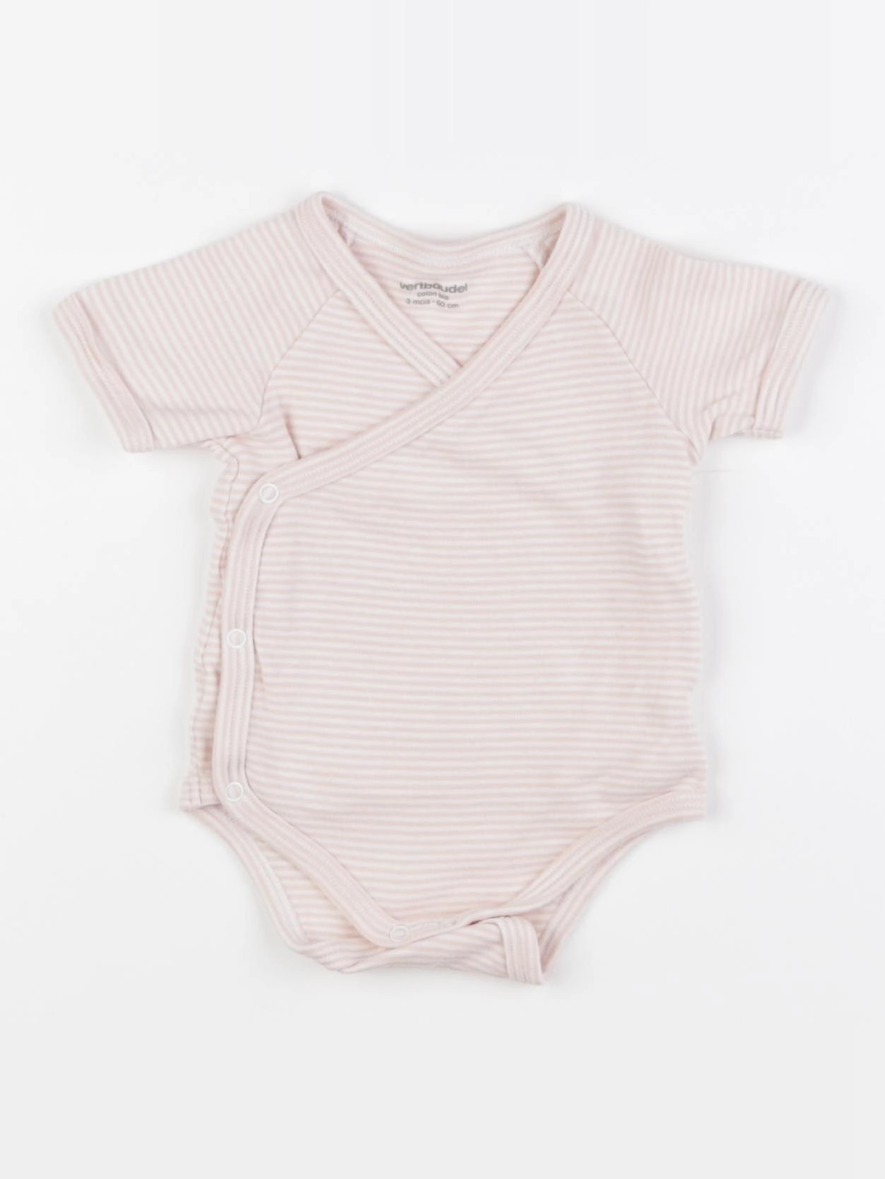 Vertbaudet - body blanc, rose - 3 mois