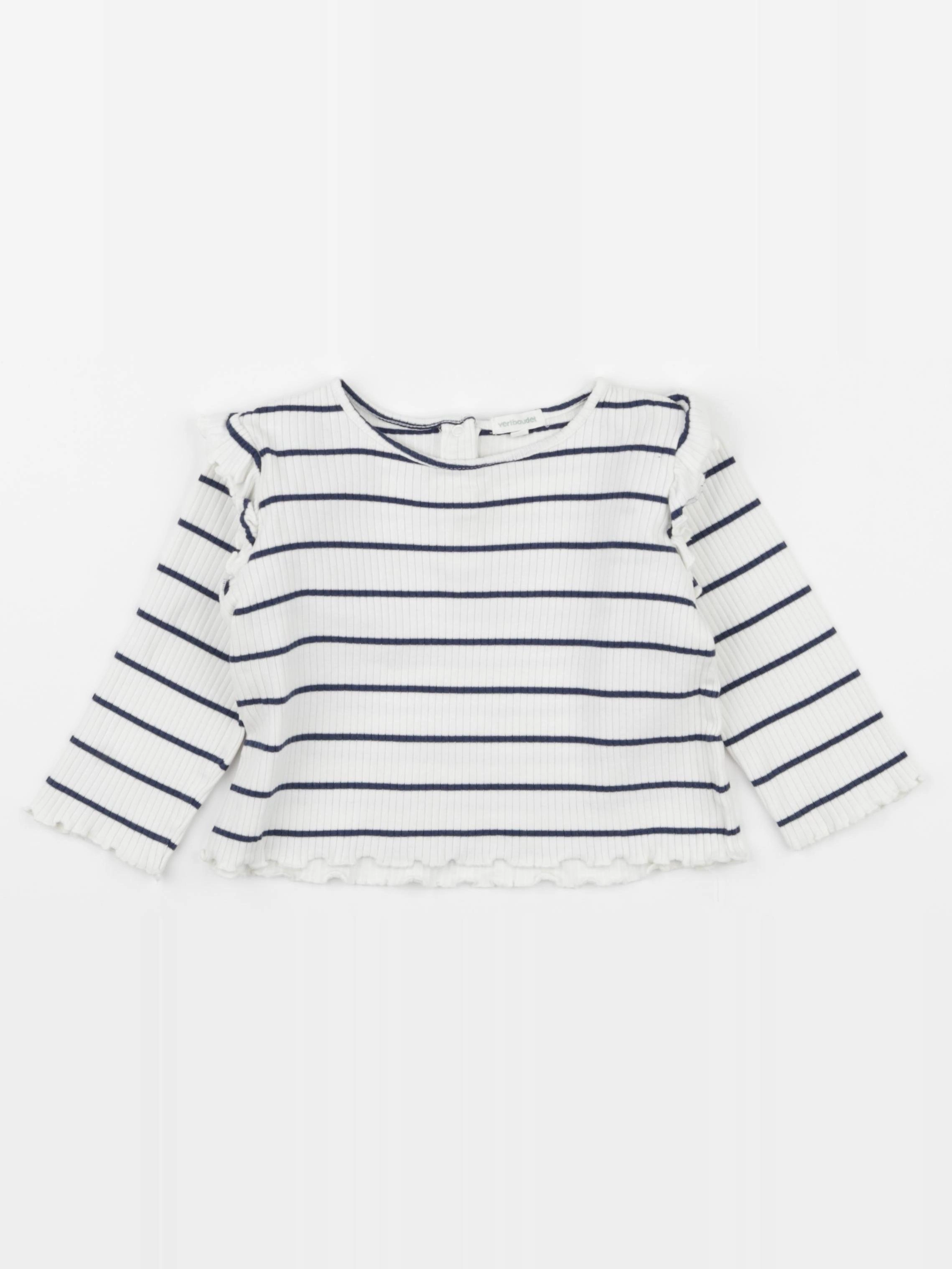 Vertbaudet - tee-shirt bleu, blanc - 2 ans