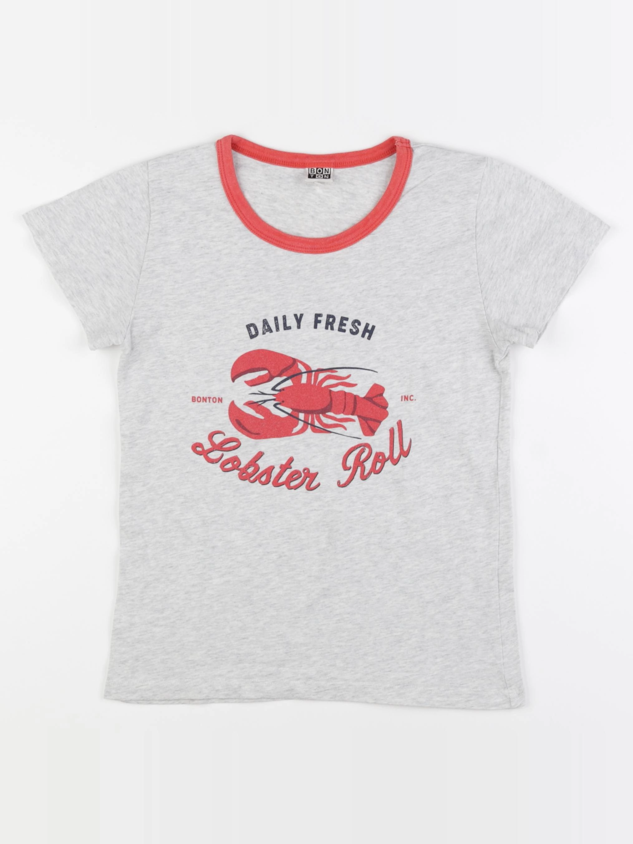Bonton - tee-shirt gris, rouge - 10 ans
