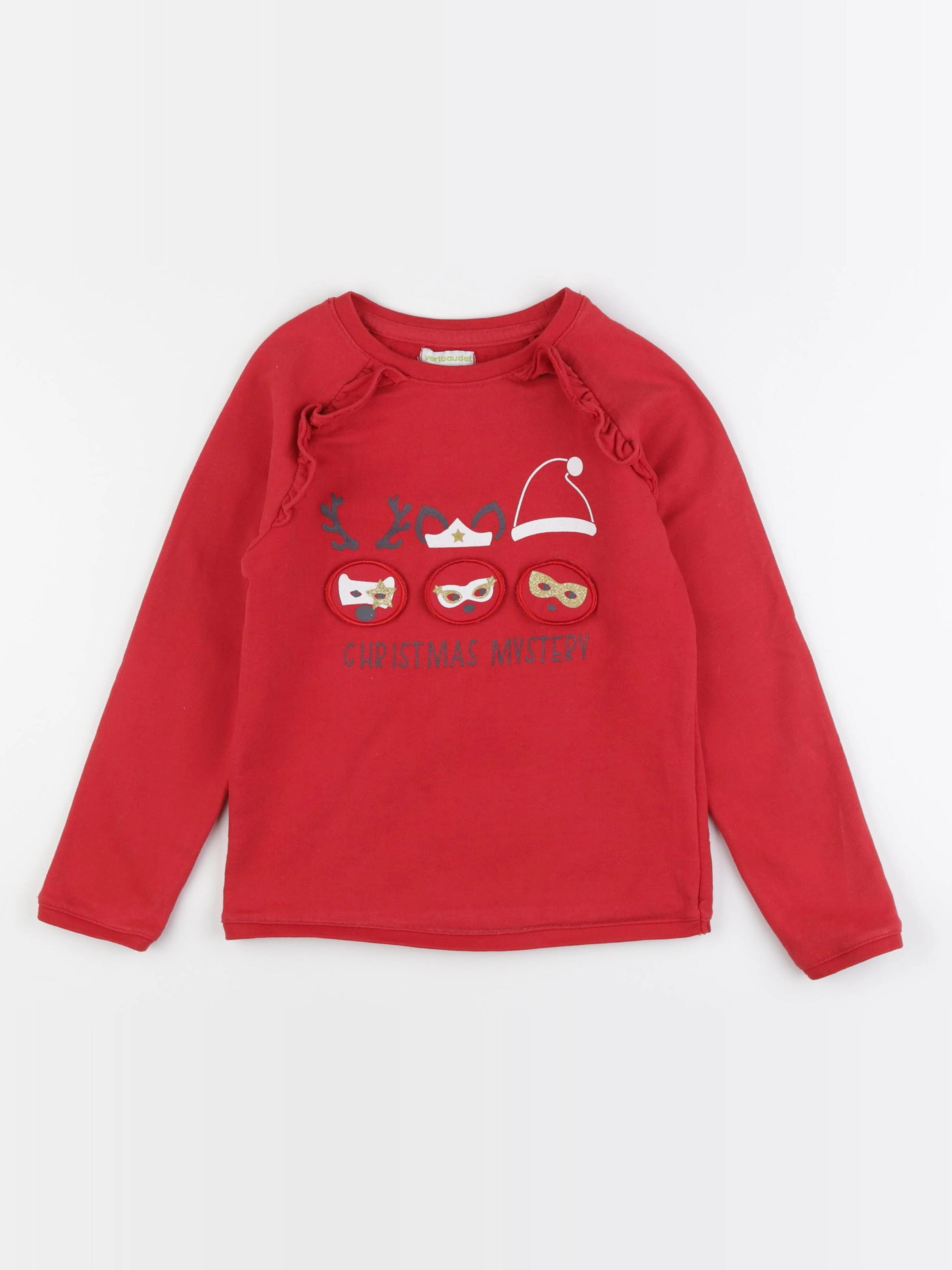 Vertbaudet - sweat rouge, or - 8 ans