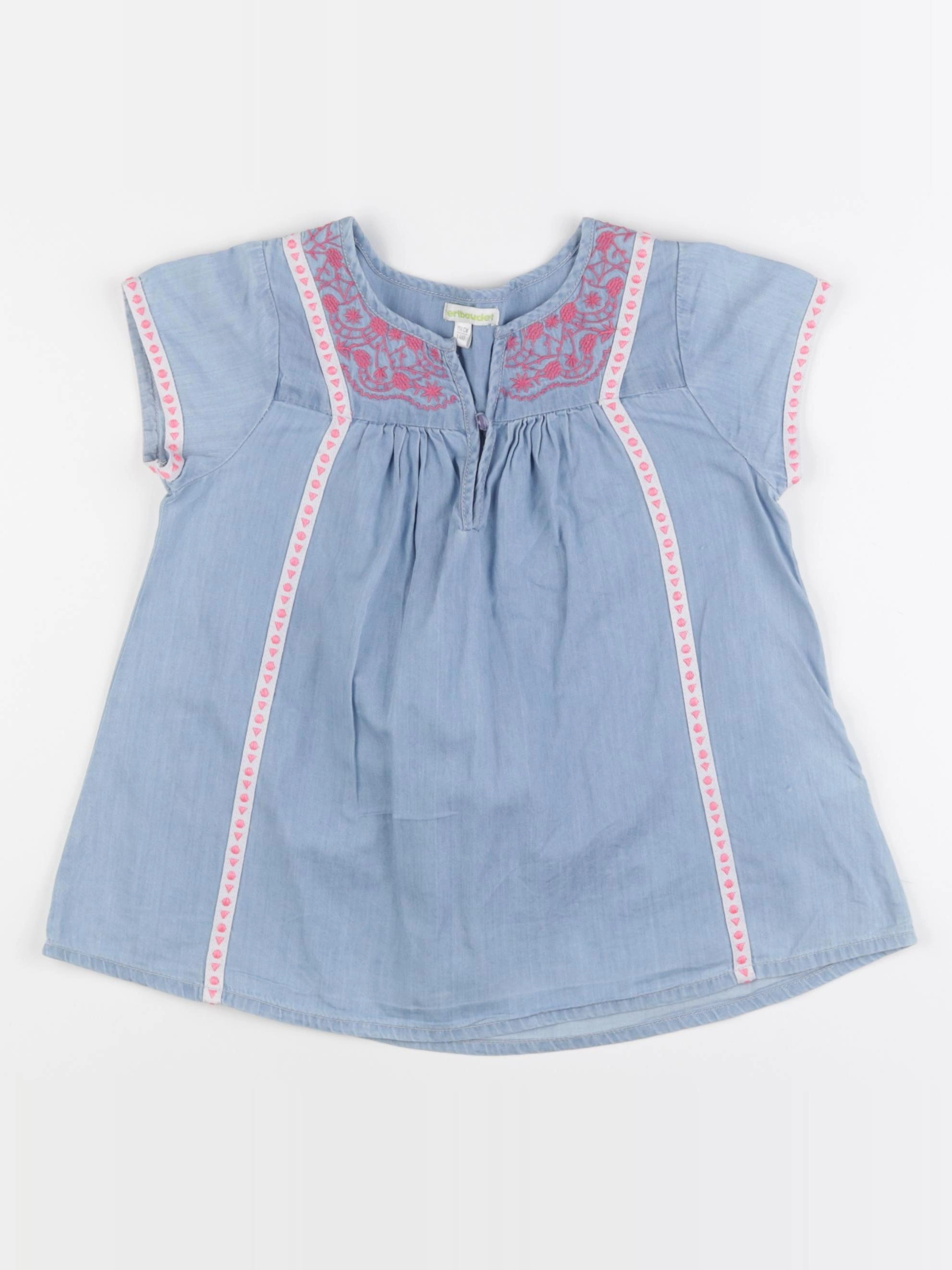 Vertbaudet - blouse bleu, rose - 6 ans