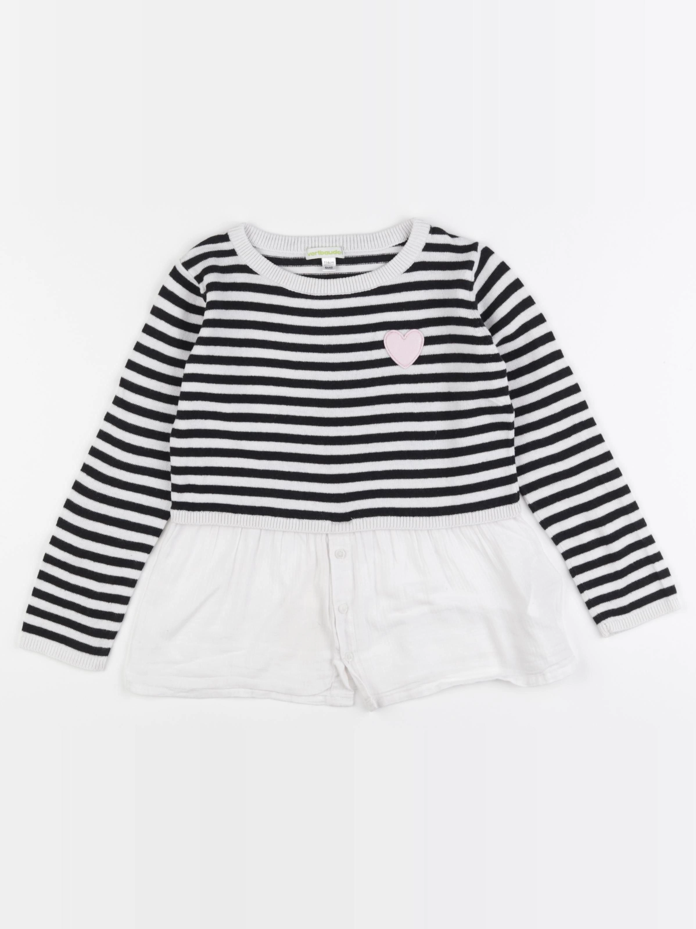 Vertbaudet - pull blanc, noir - 6 ans
