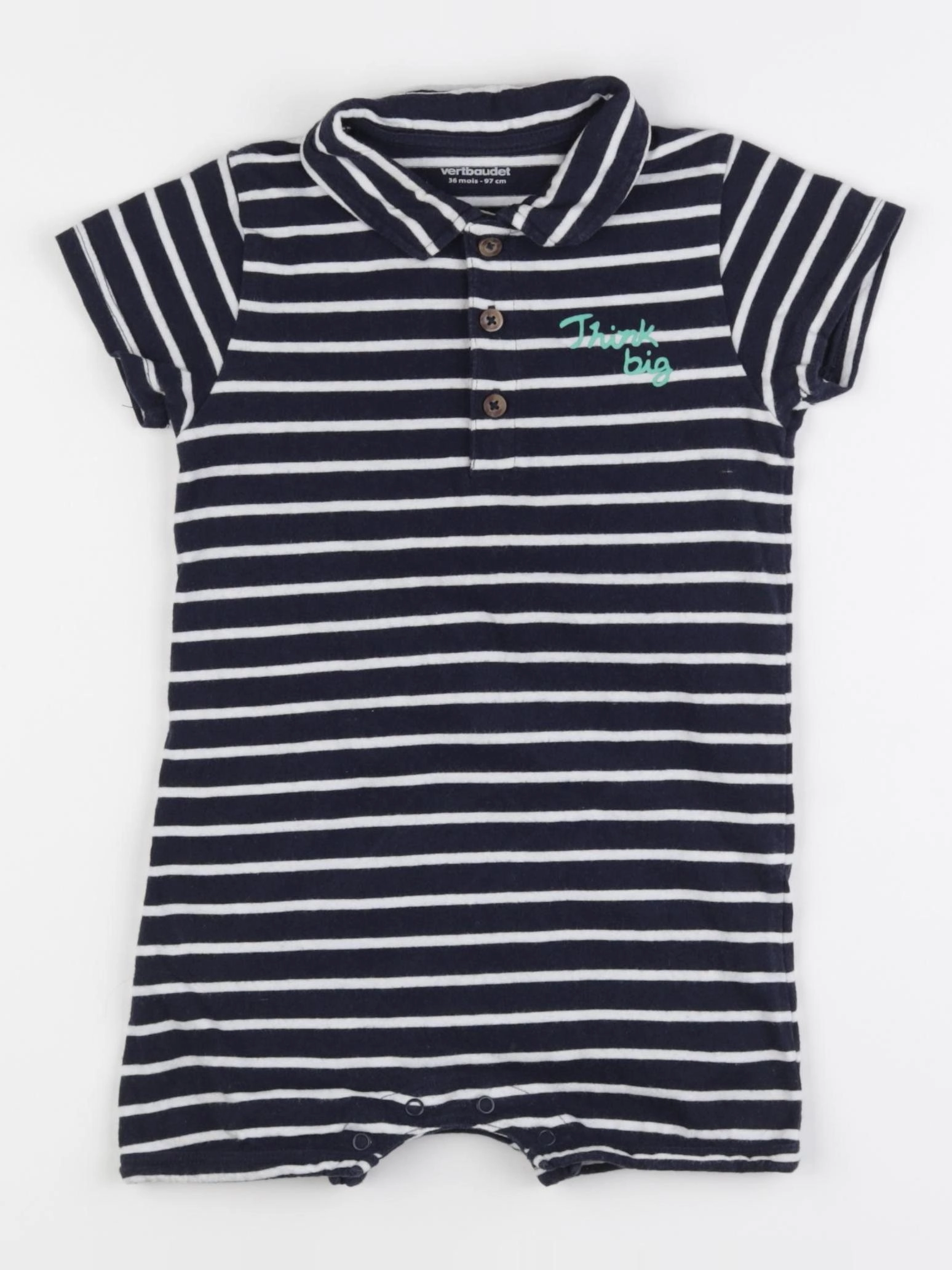 Vertbaudet - combinaison blanc, bleu - 36 mois