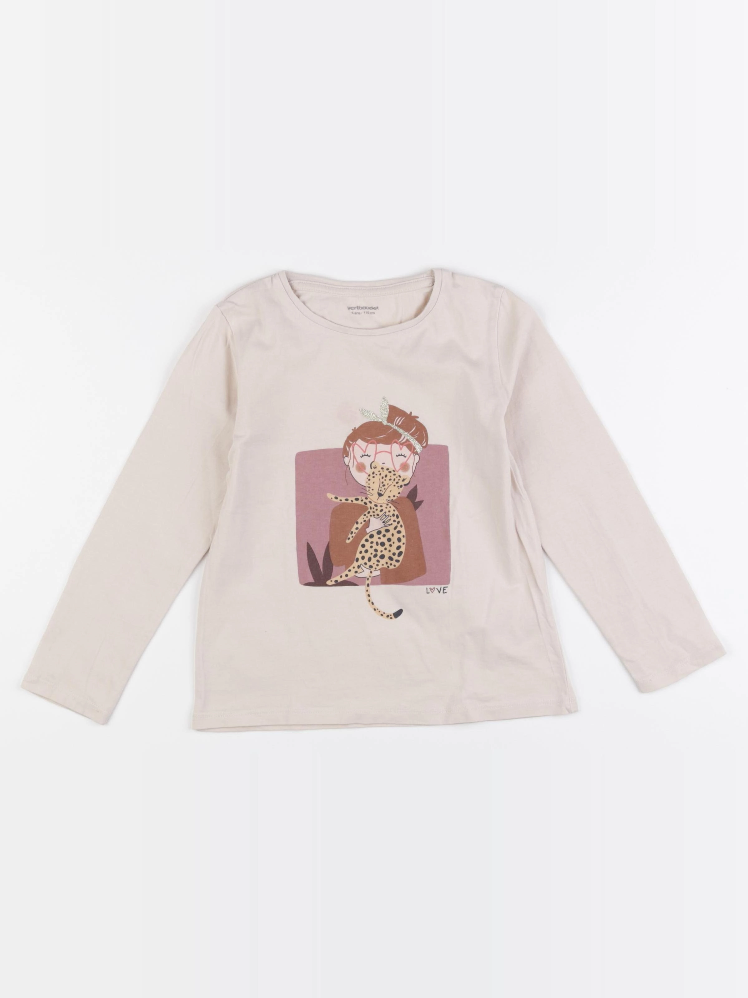 Vertbaudet - tee-shirt beige - 6 ans