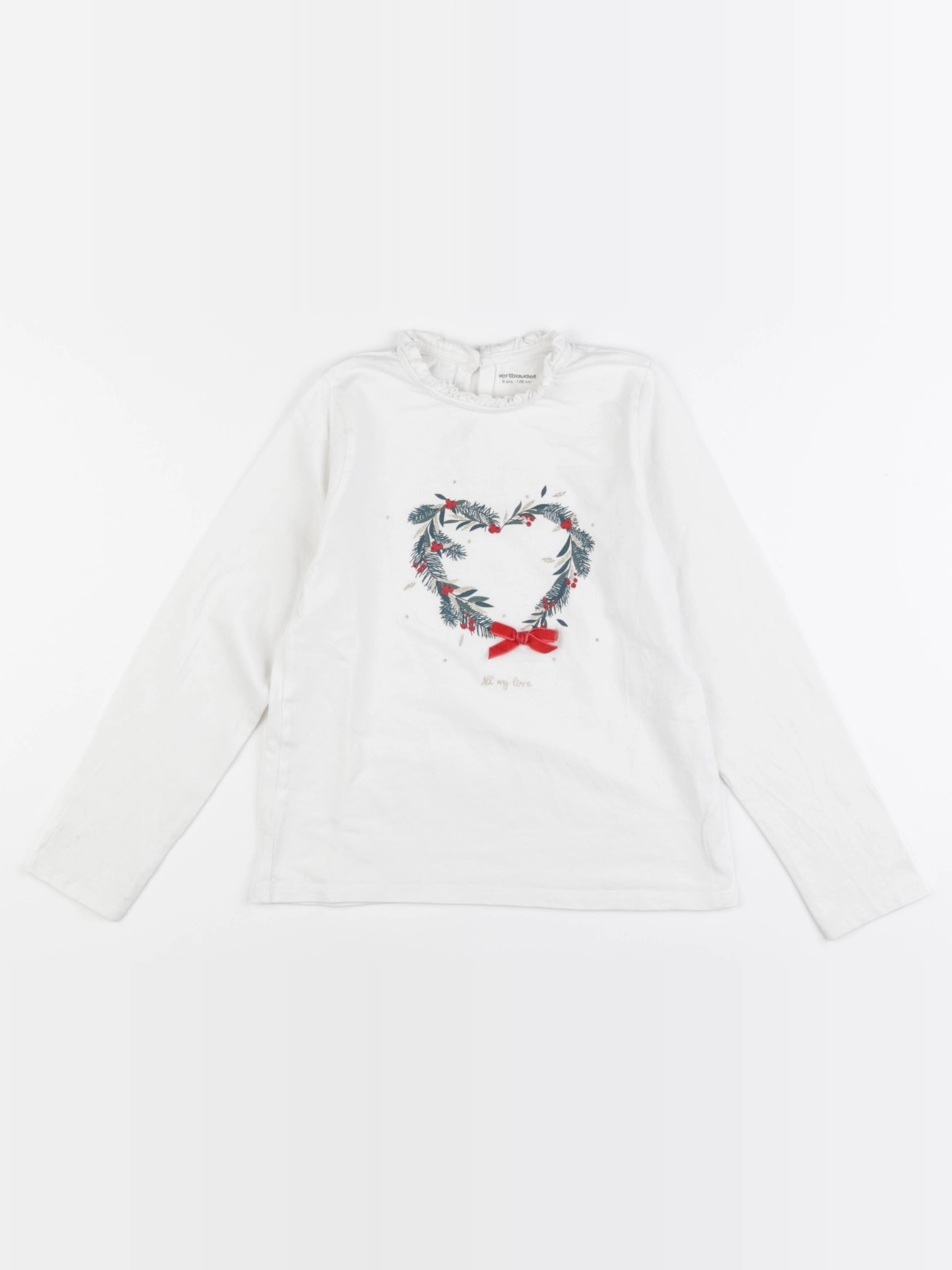 Vertbaudet - tee-shirt blanc - 8 ans