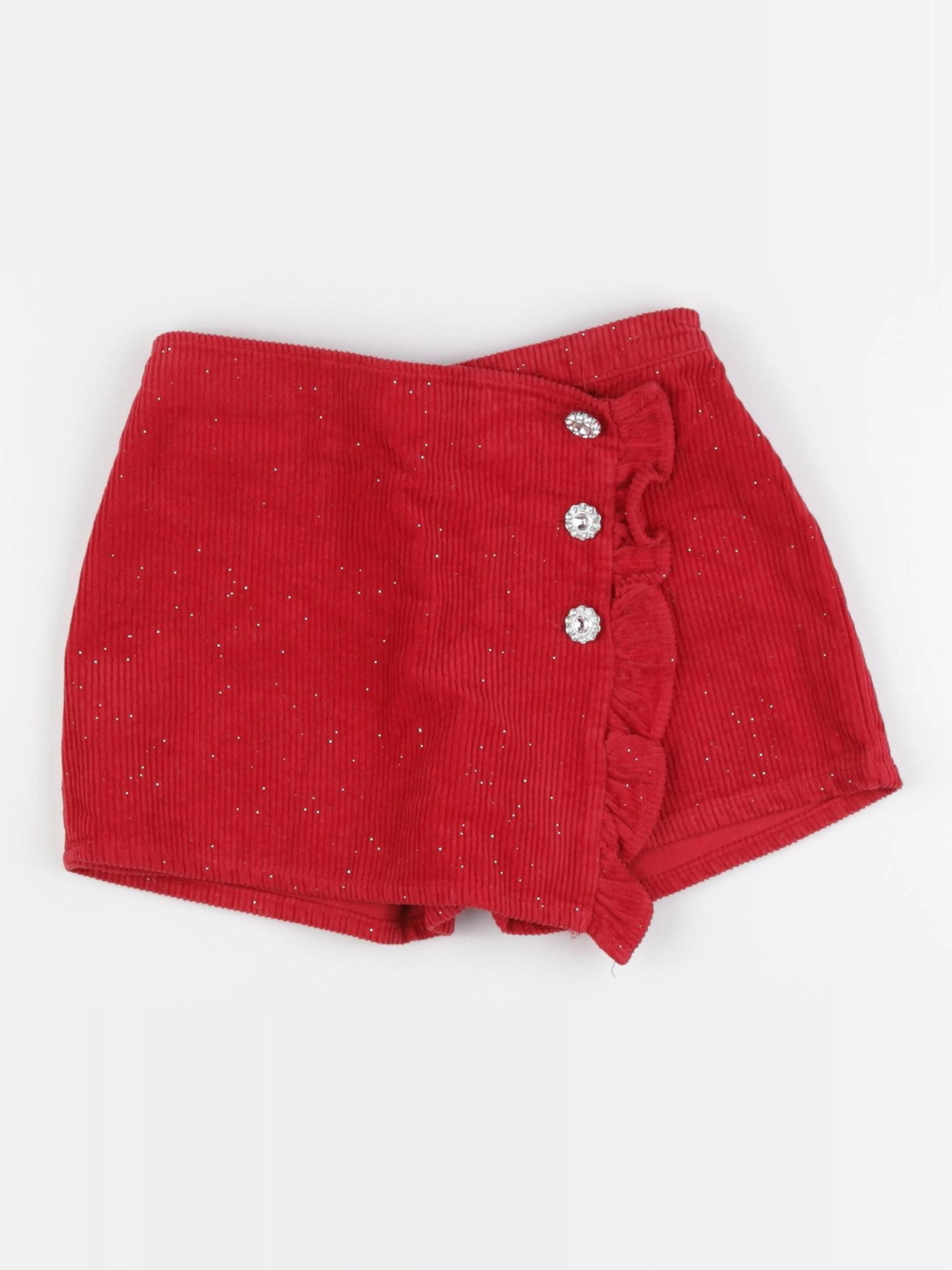 Vertbaudet - jupe short rouge, argent - 7 ans