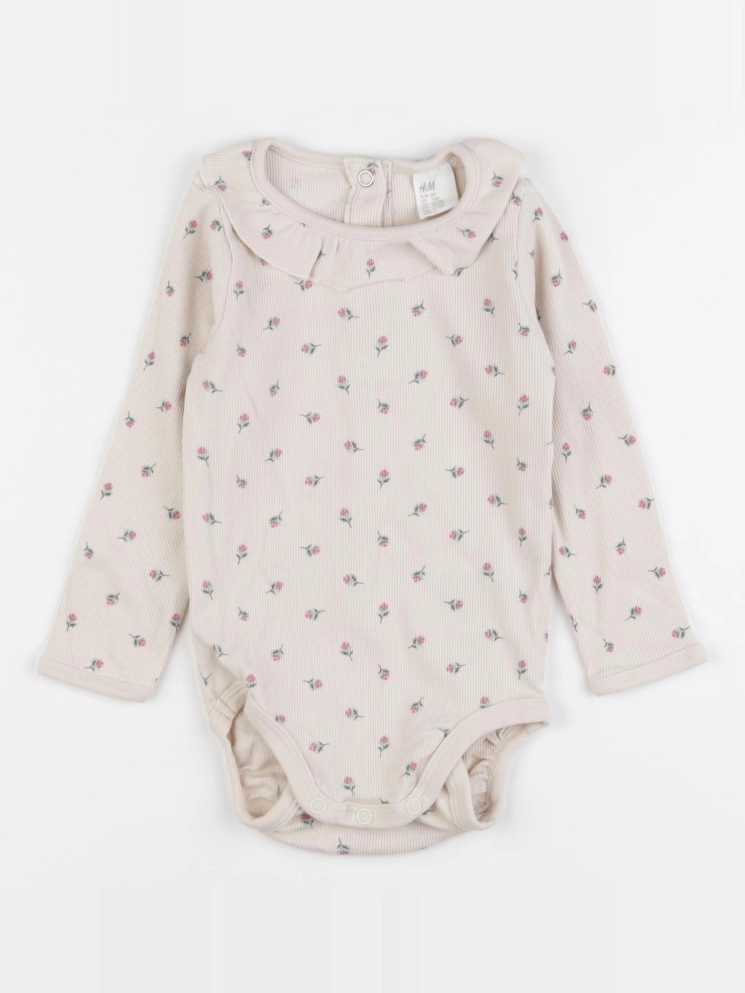H&M - body à col beige - 9/12 mois