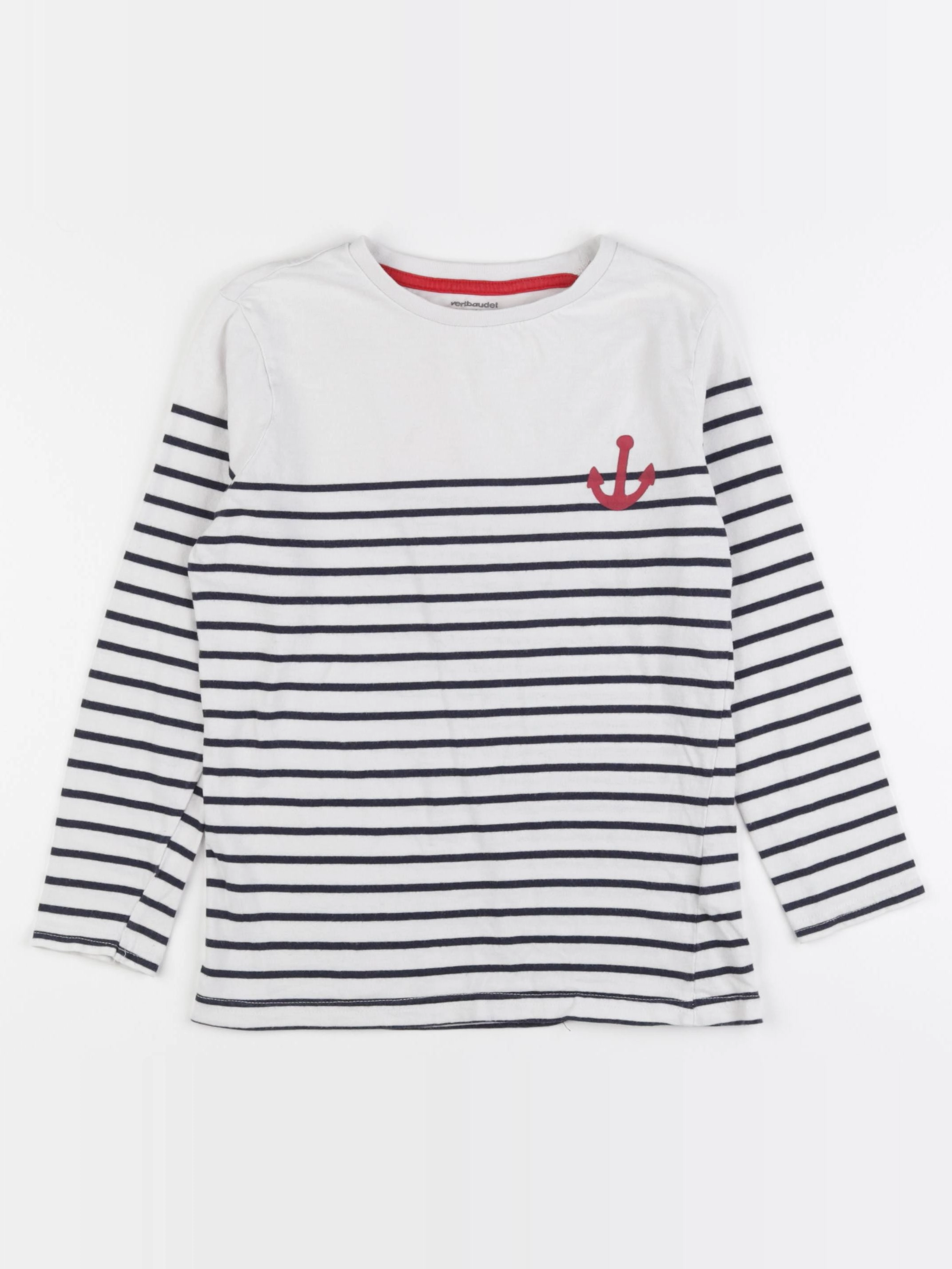 Vertbaudet - tee-shirt blanc, bleu - 8 ans