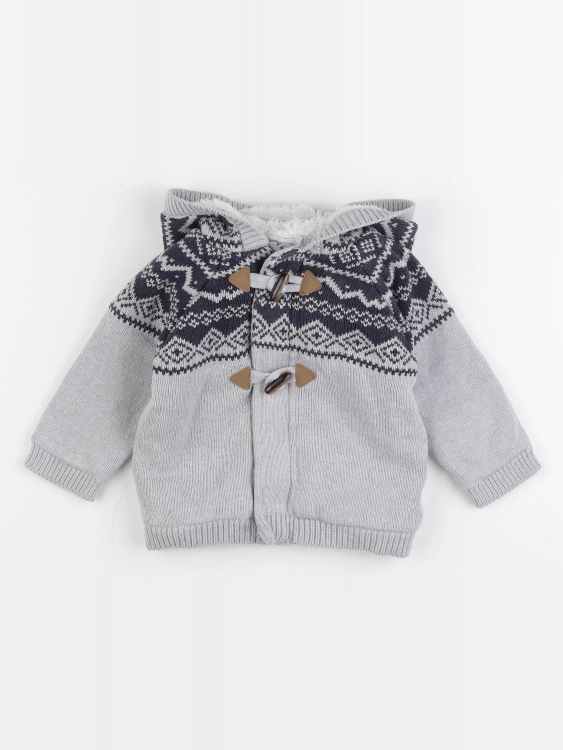 Vertbaudet - gilet bleu, gris - 12 mois