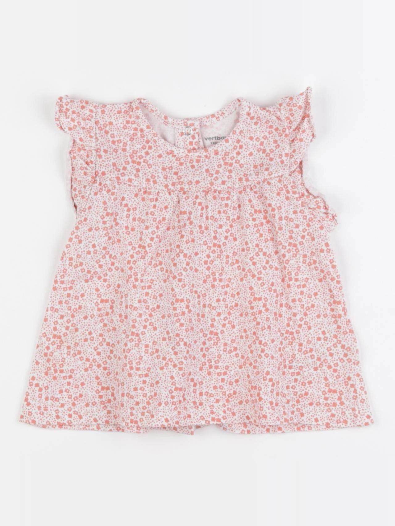 Vertbaudet - tee-shirt blanc, rose - 12 mois