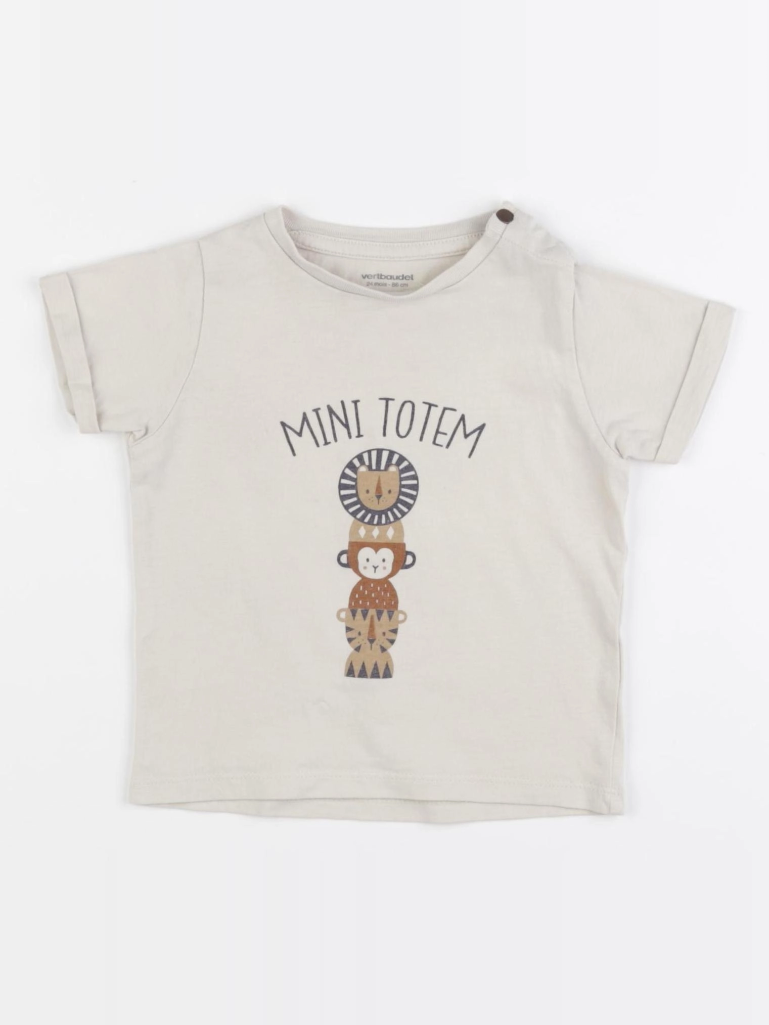 Vertbaudet - tee-shirt beige - 24 mois