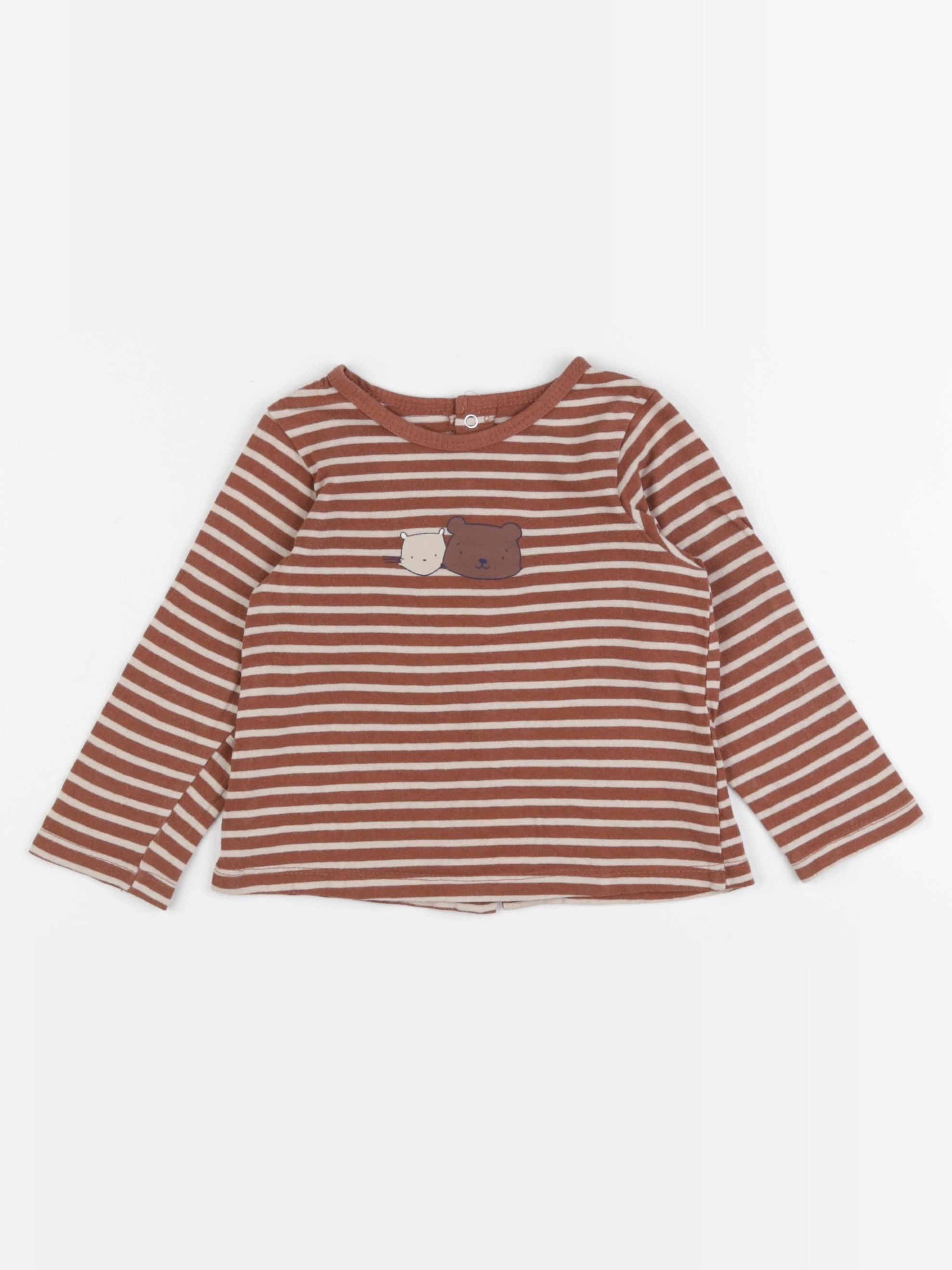 Vertbaudet - tee-shirt marron, beige - 18 mois