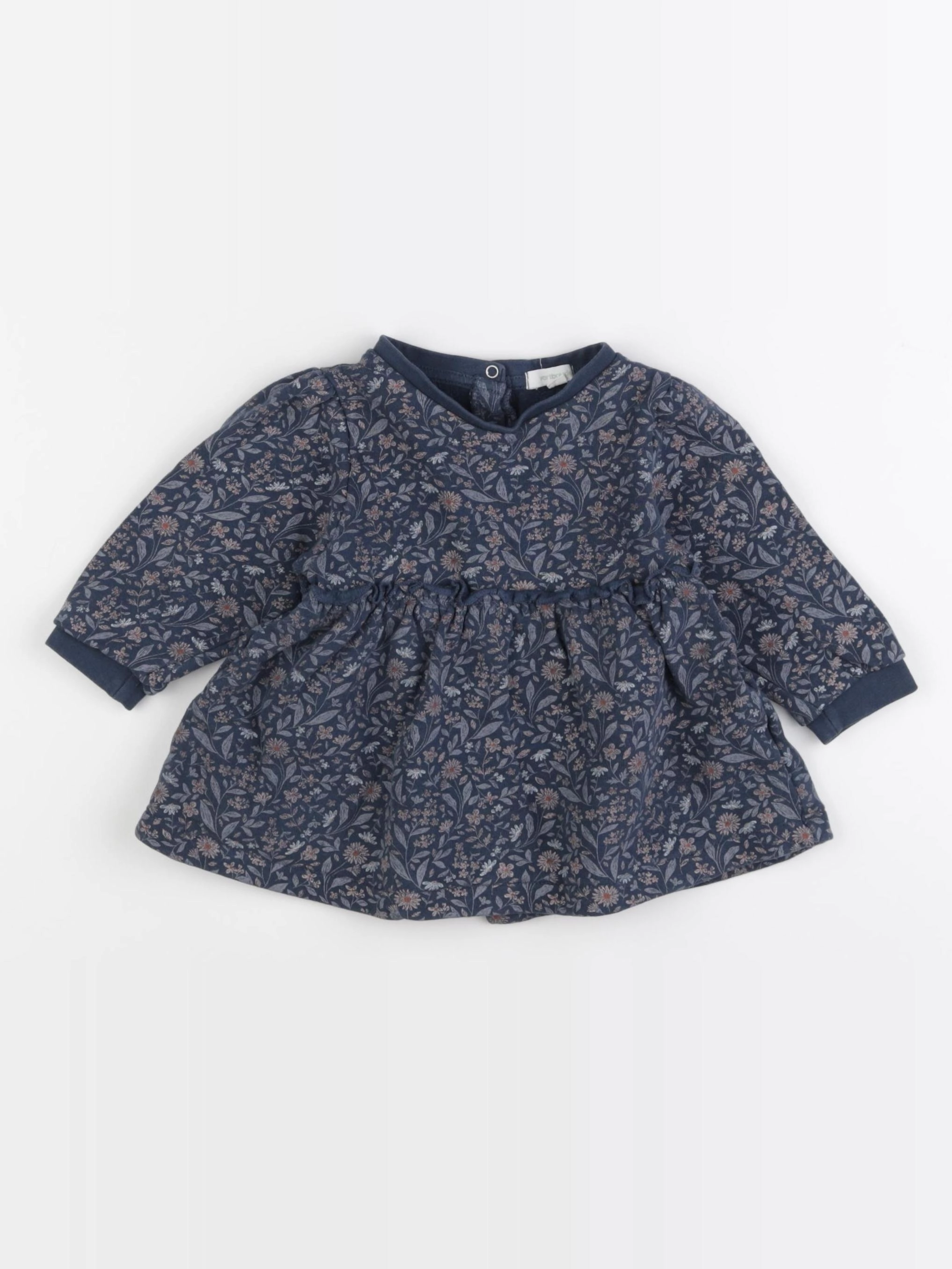 Vertbaudet - robe bleu, rose - 9 mois